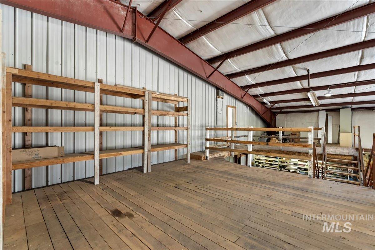 Interior space featuring metal wall