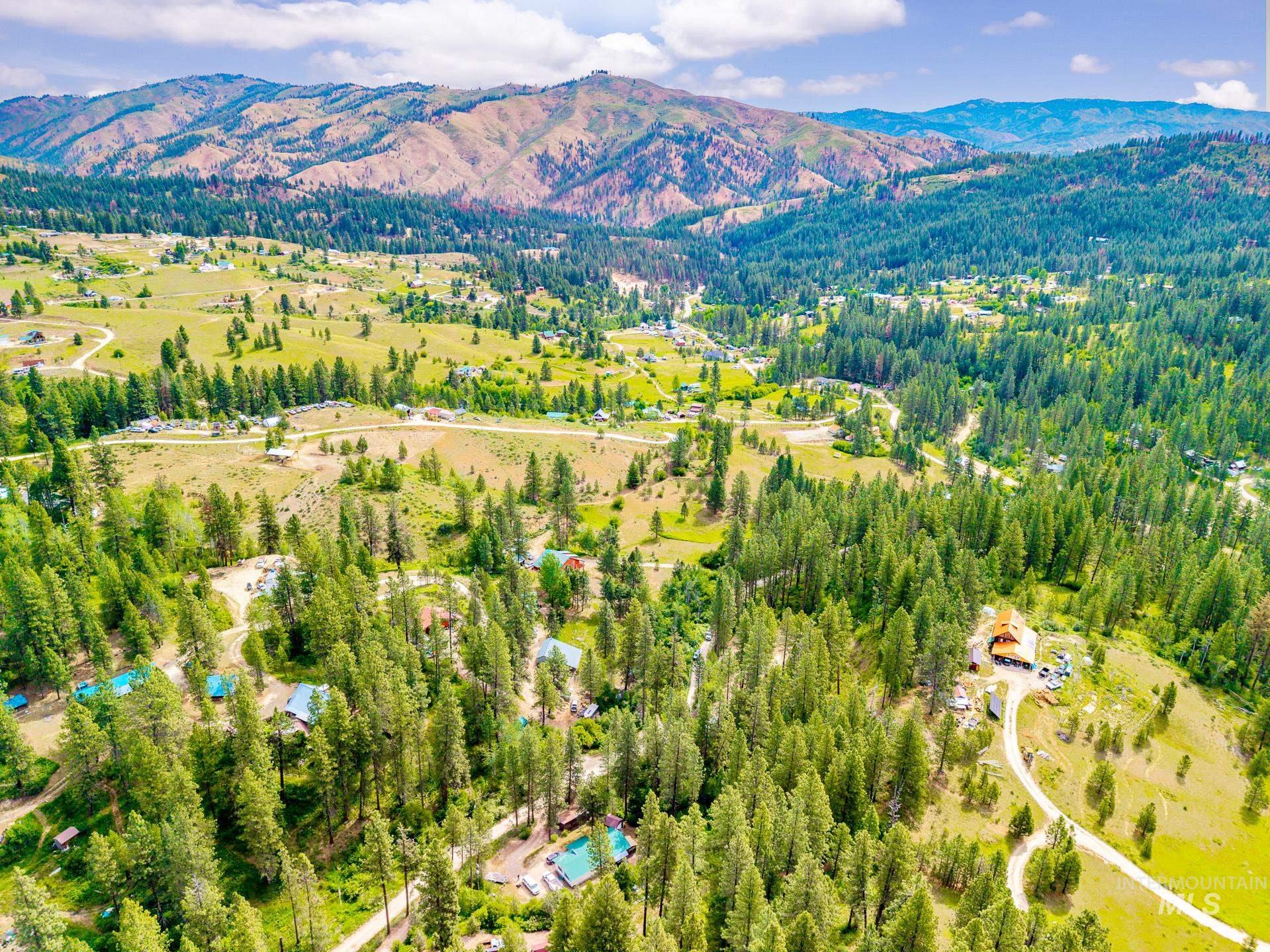 Expansive mountain landscape featuring dense evergreen forests and distant hills