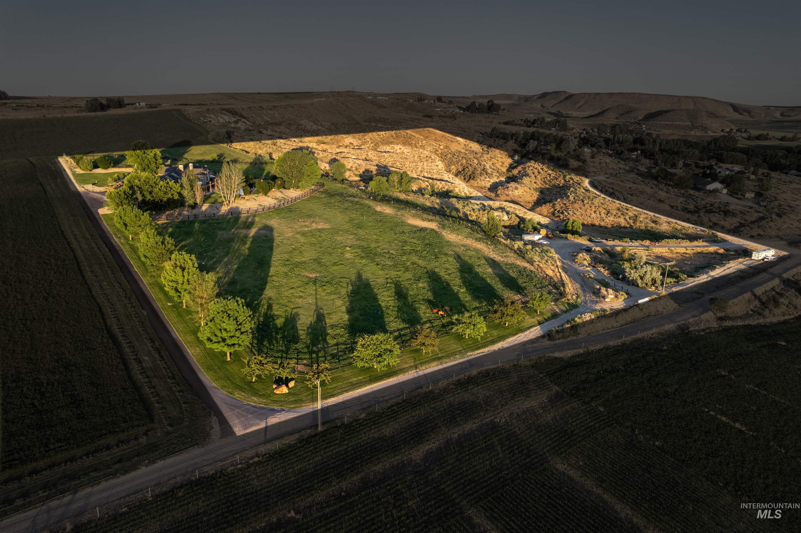 Aerial overview of property's location featuring rural landscape