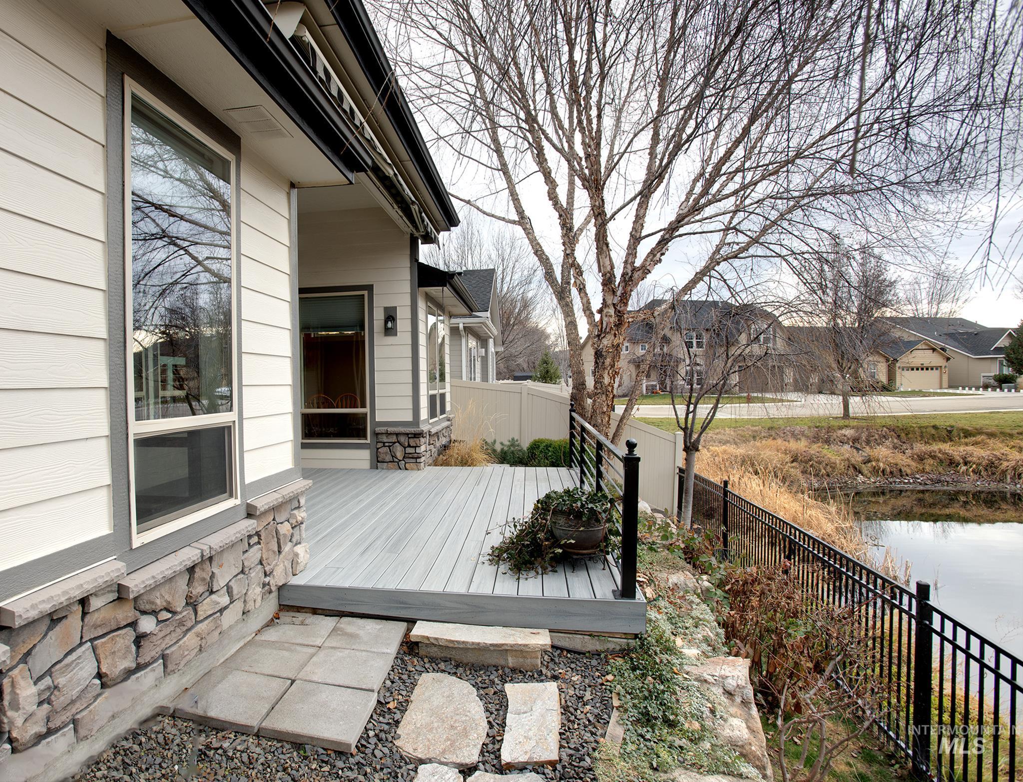 Wooden terrace with a water view