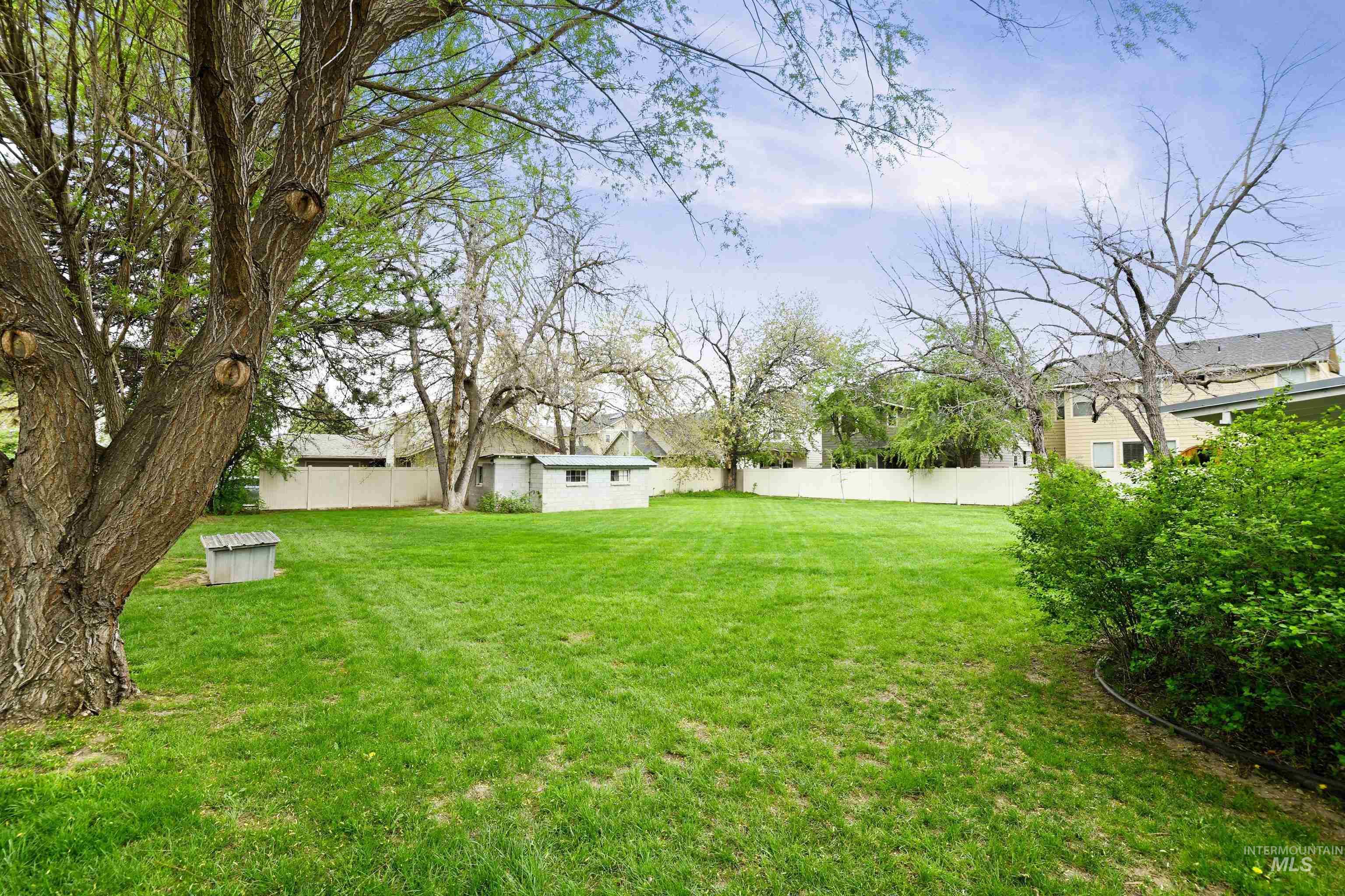 View of fenced backyard