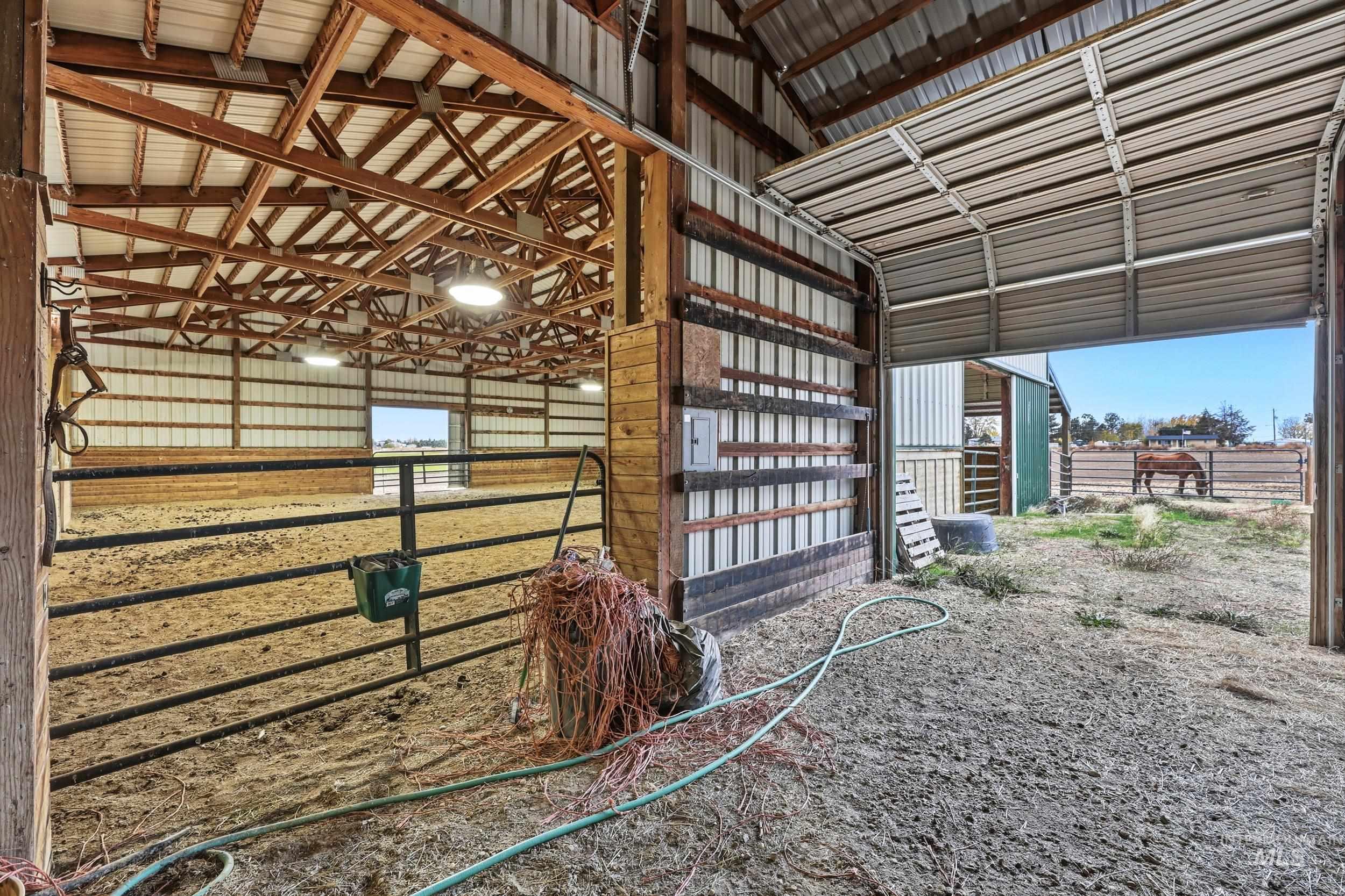 View of horse barn