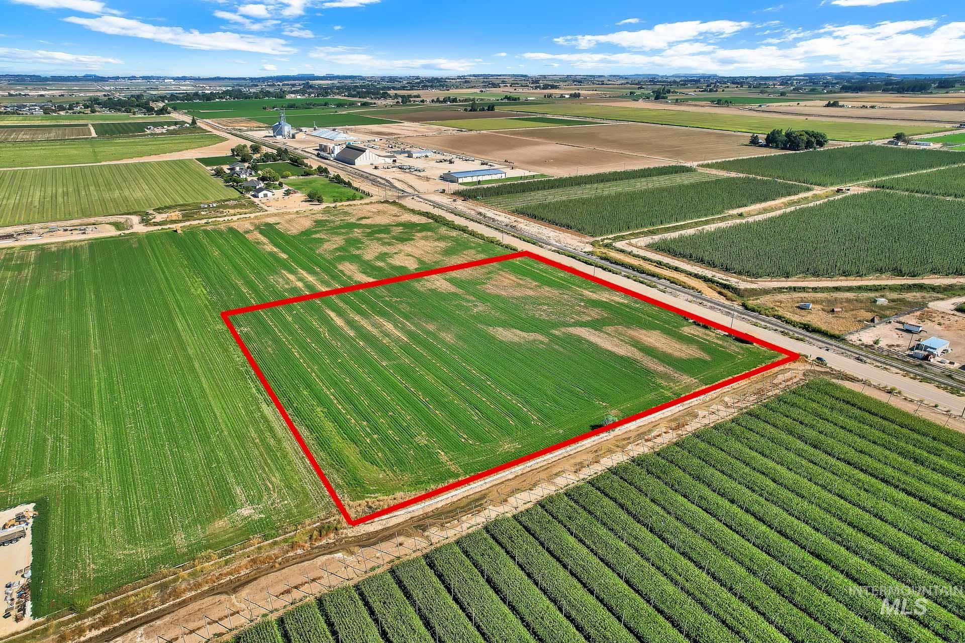 View of rural area with extensive farmland and property boundaries highlighted