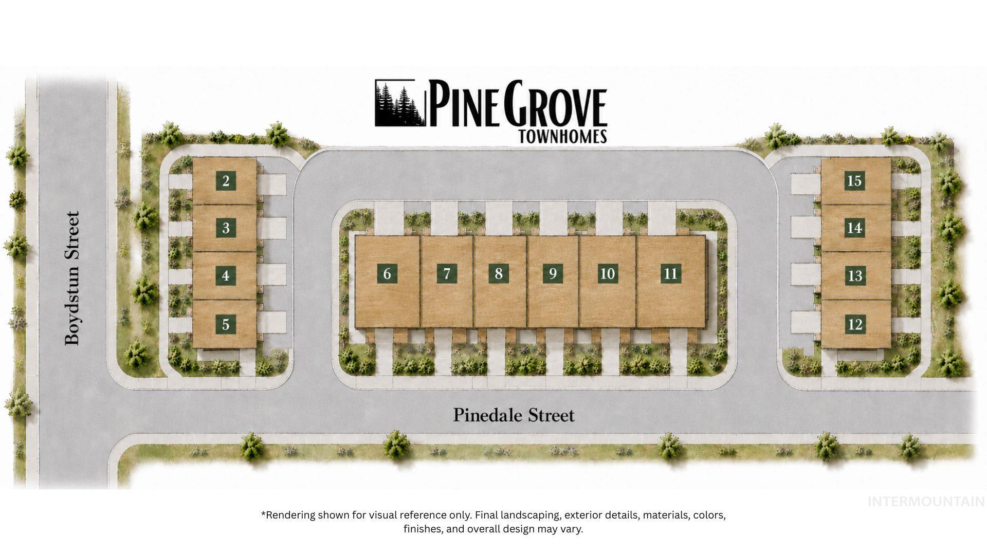 Site Plan. Illustrating the property layout with numbered units and street designations