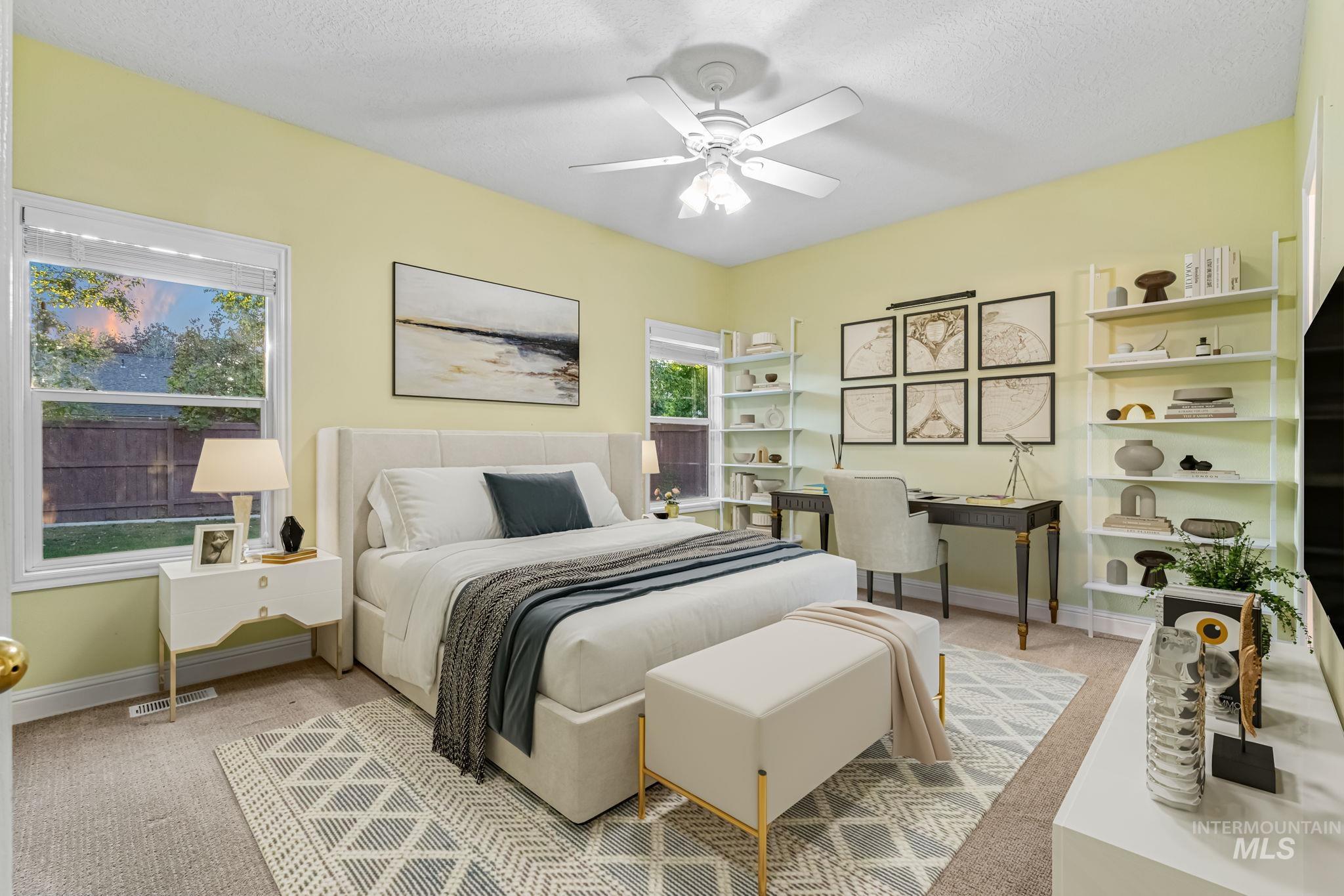 Bedroom featuring digital staging