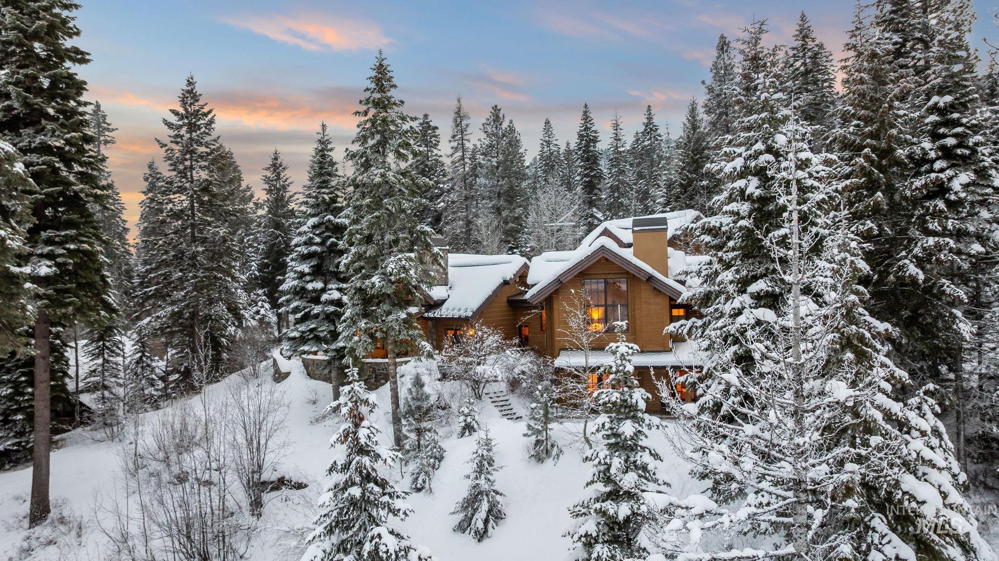 View of front facade with a chimney