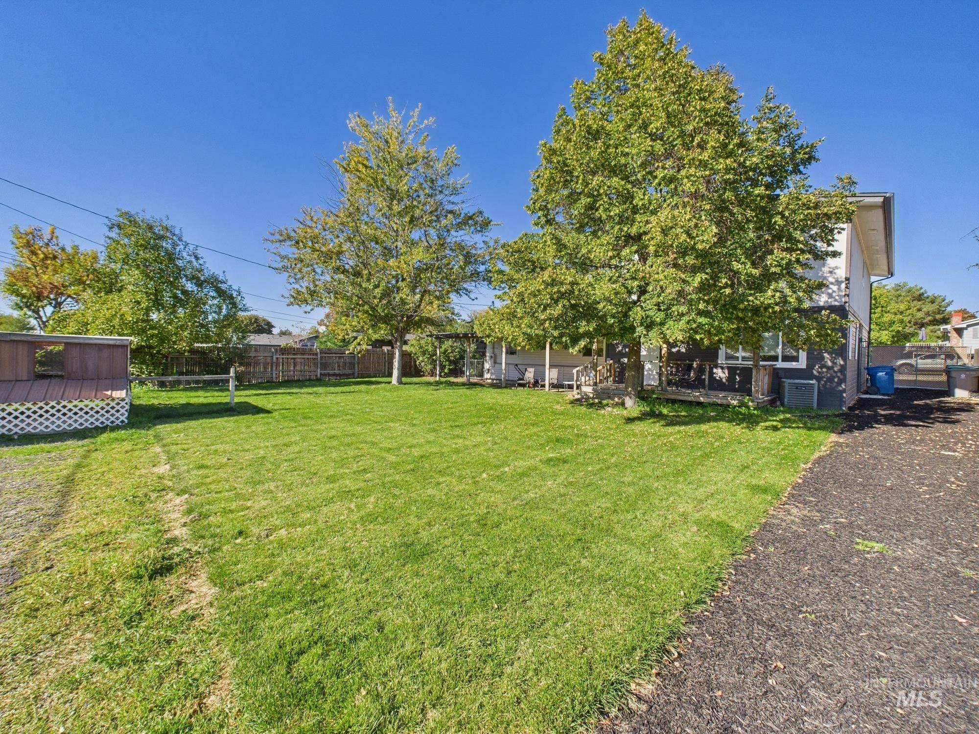 View of fenced backyard