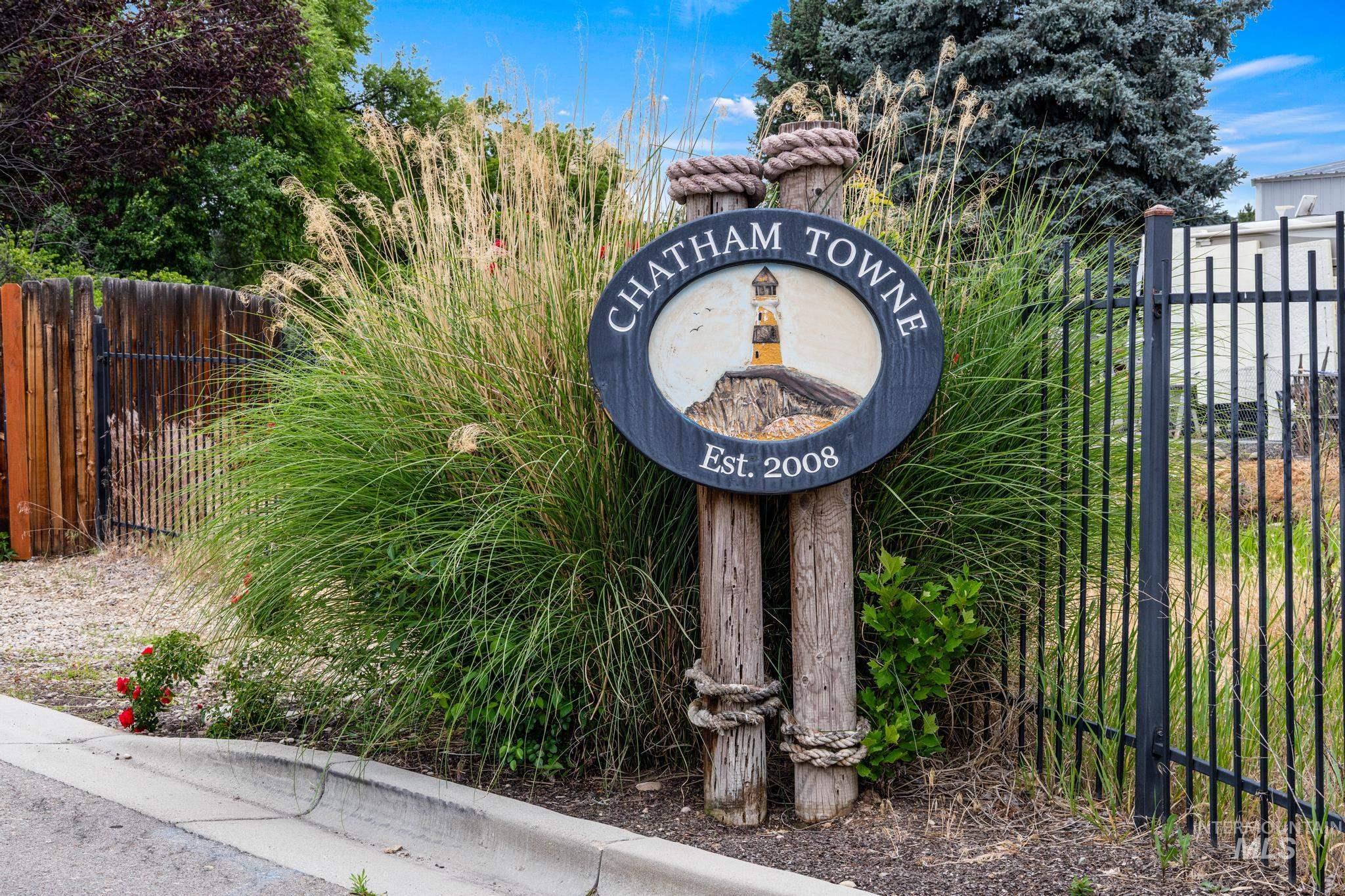Chatham Towne community signage featuring a lighthouse motif, established in 2008