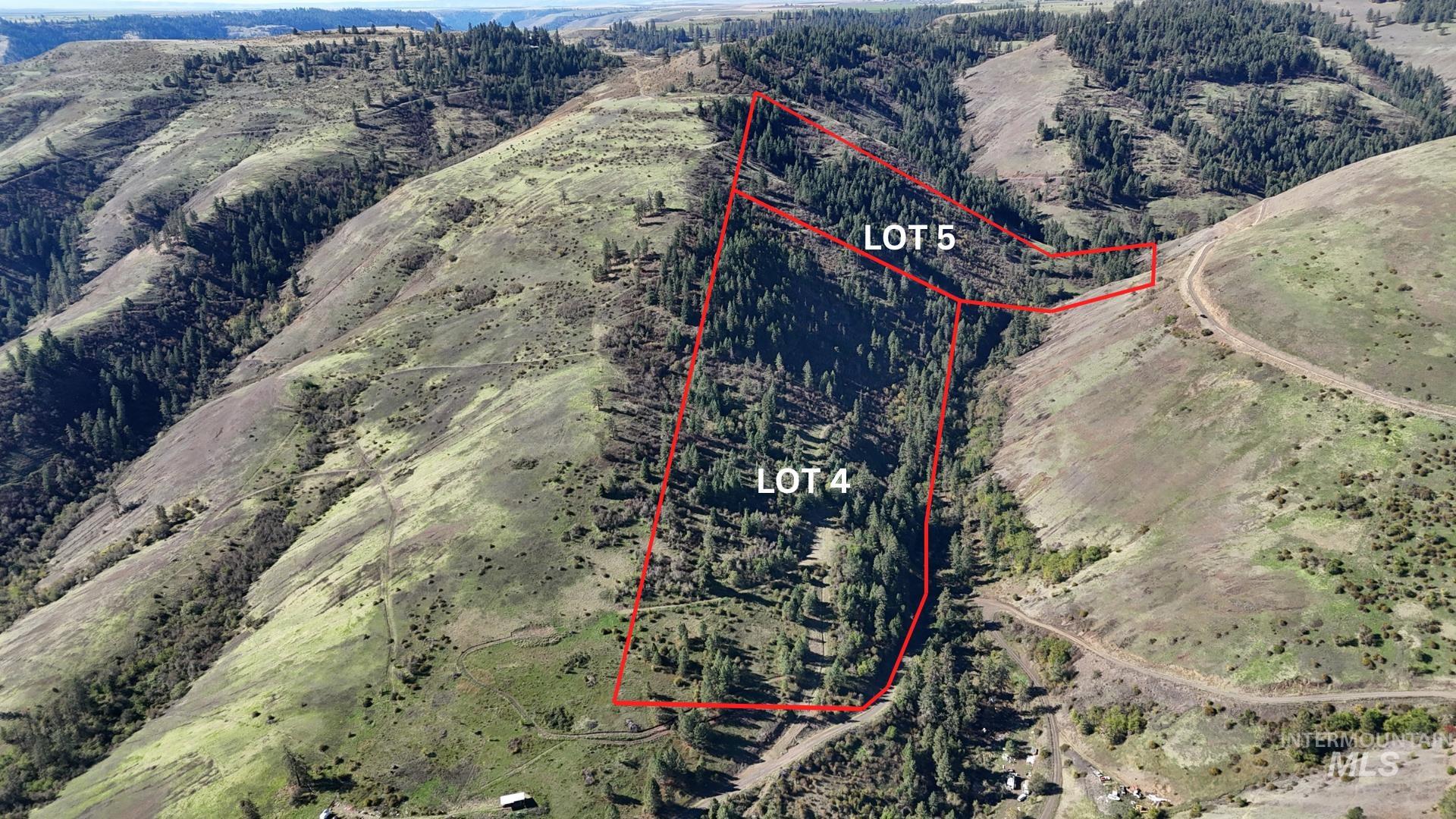 Aerial overview of property's location with property parcel outlined