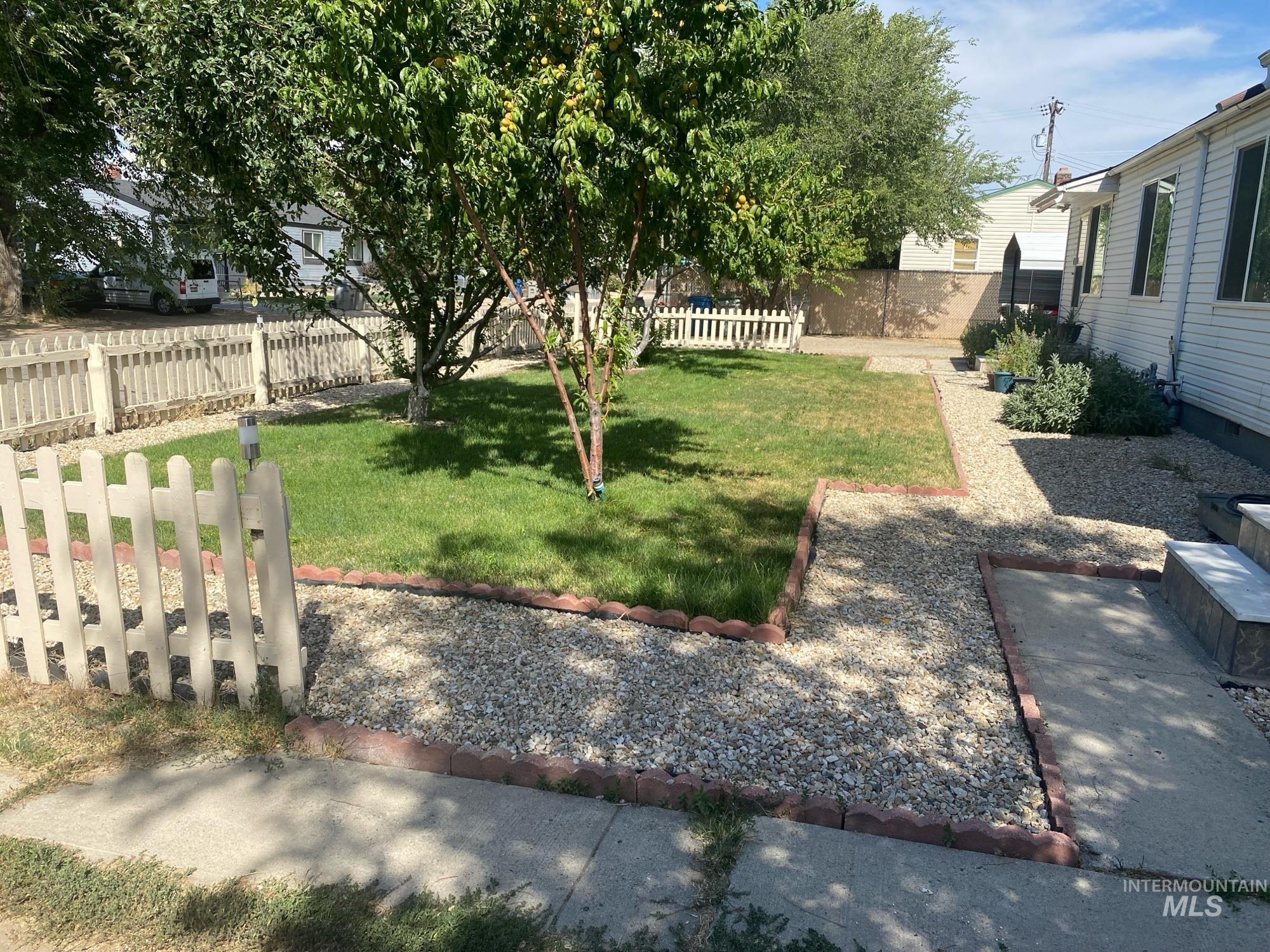 View of fenced backyard