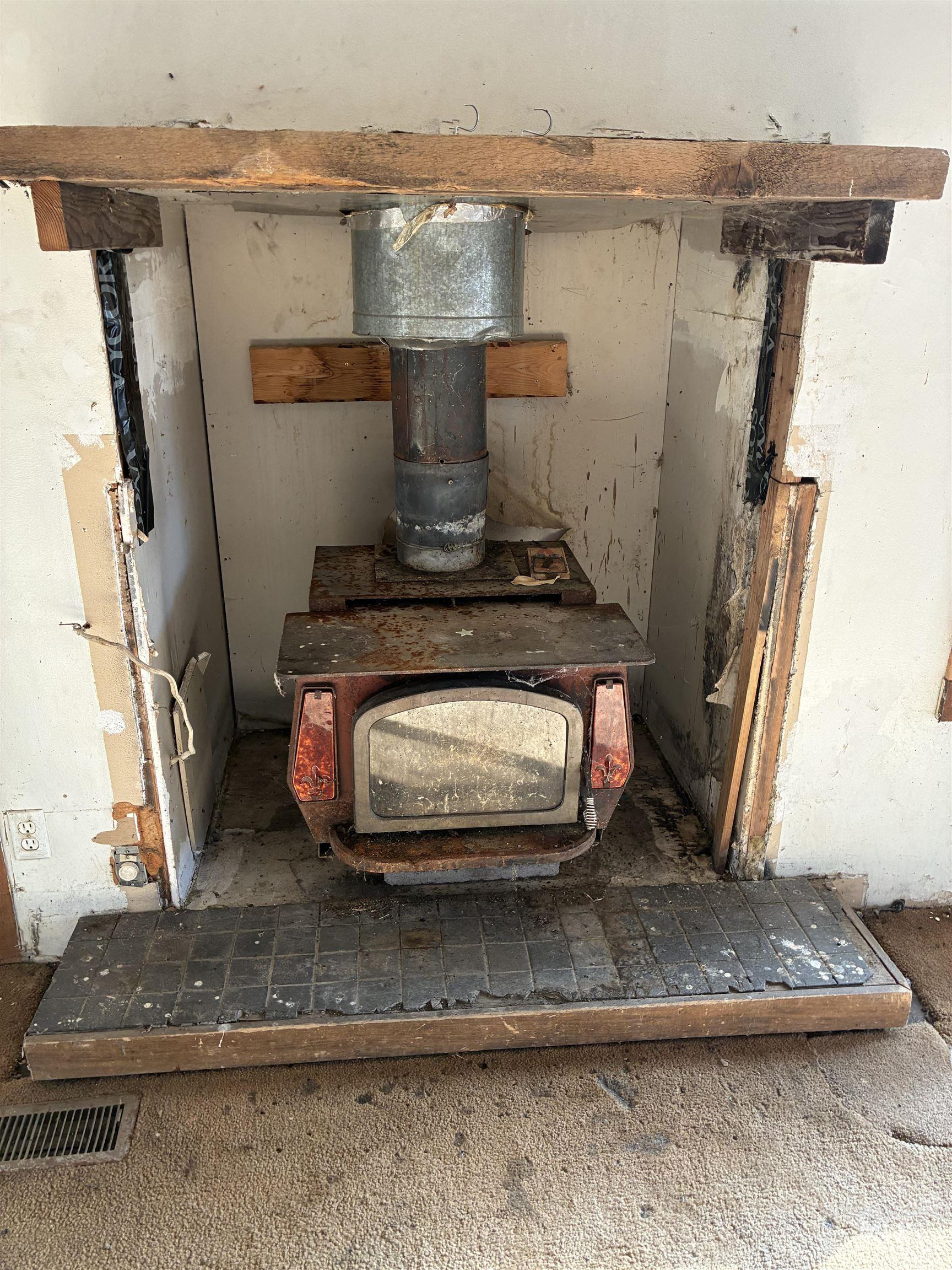 Detailed view of a wood stove