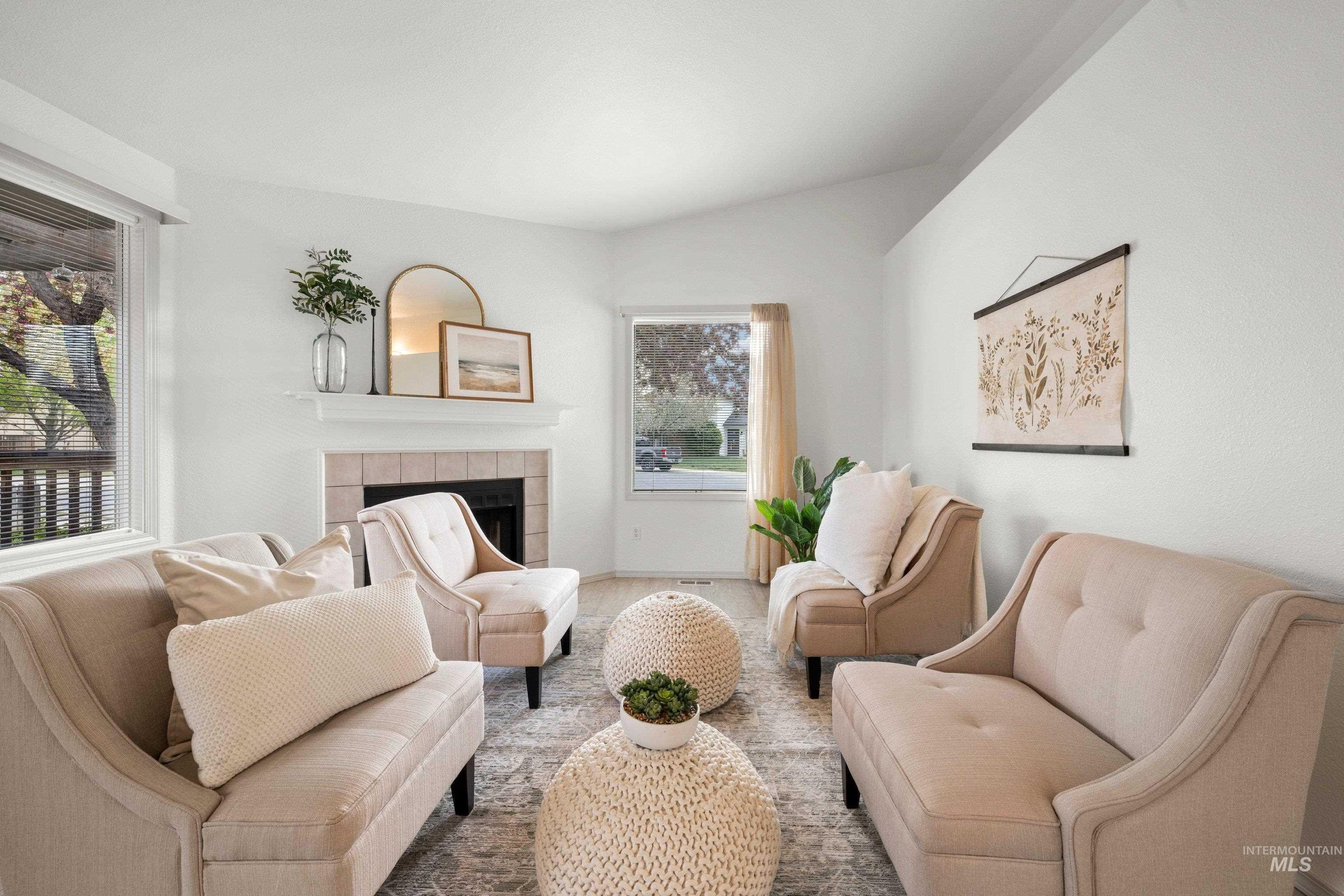 Living room featuring a fireplace