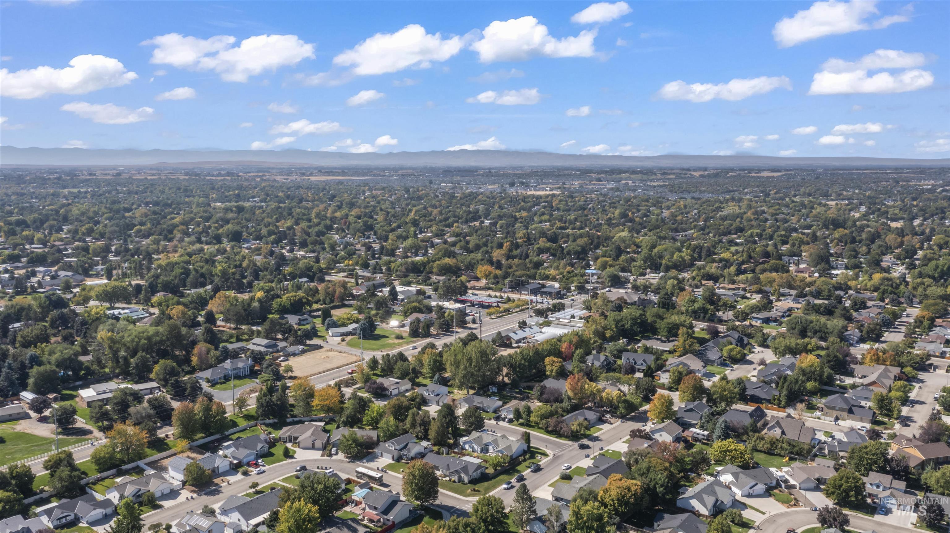 Aerial perspective of suburban area