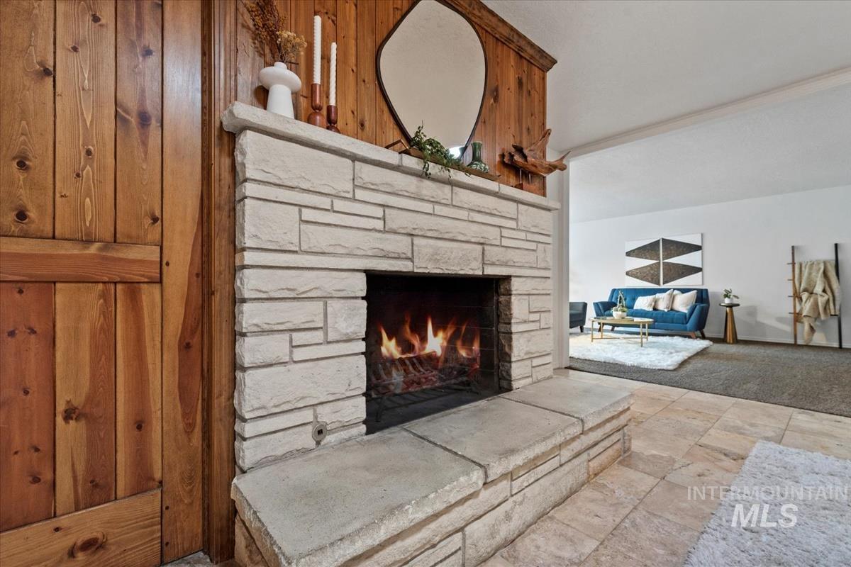 Detailed view of a fireplace