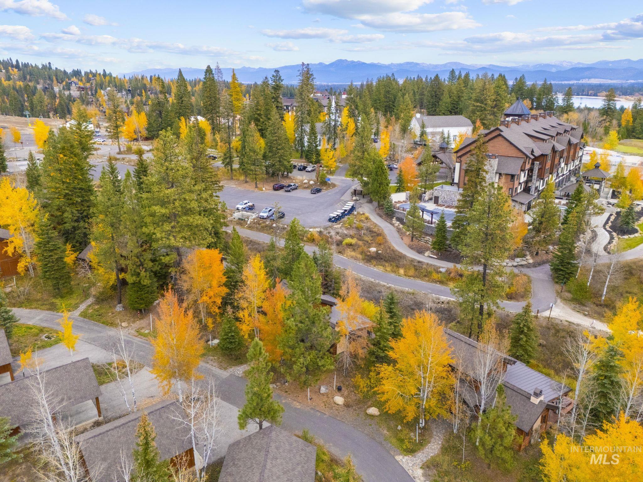 Aerial perspective of suburban area featuring mountains