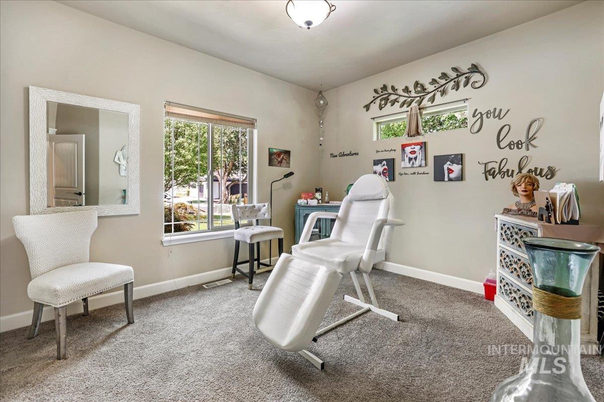 Office area with plenty of natural light and carpet floors