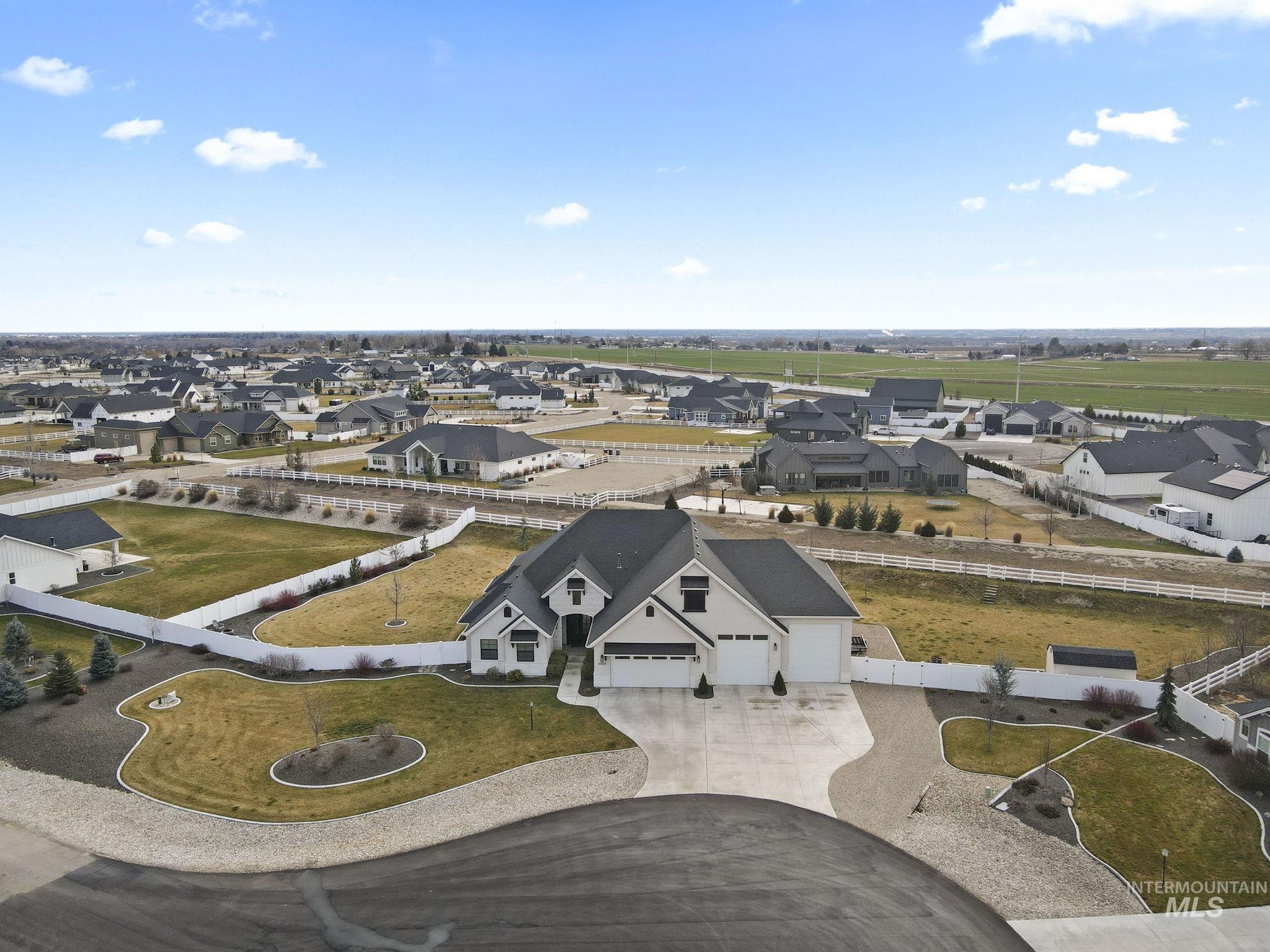 Aerial perspective of suburban area