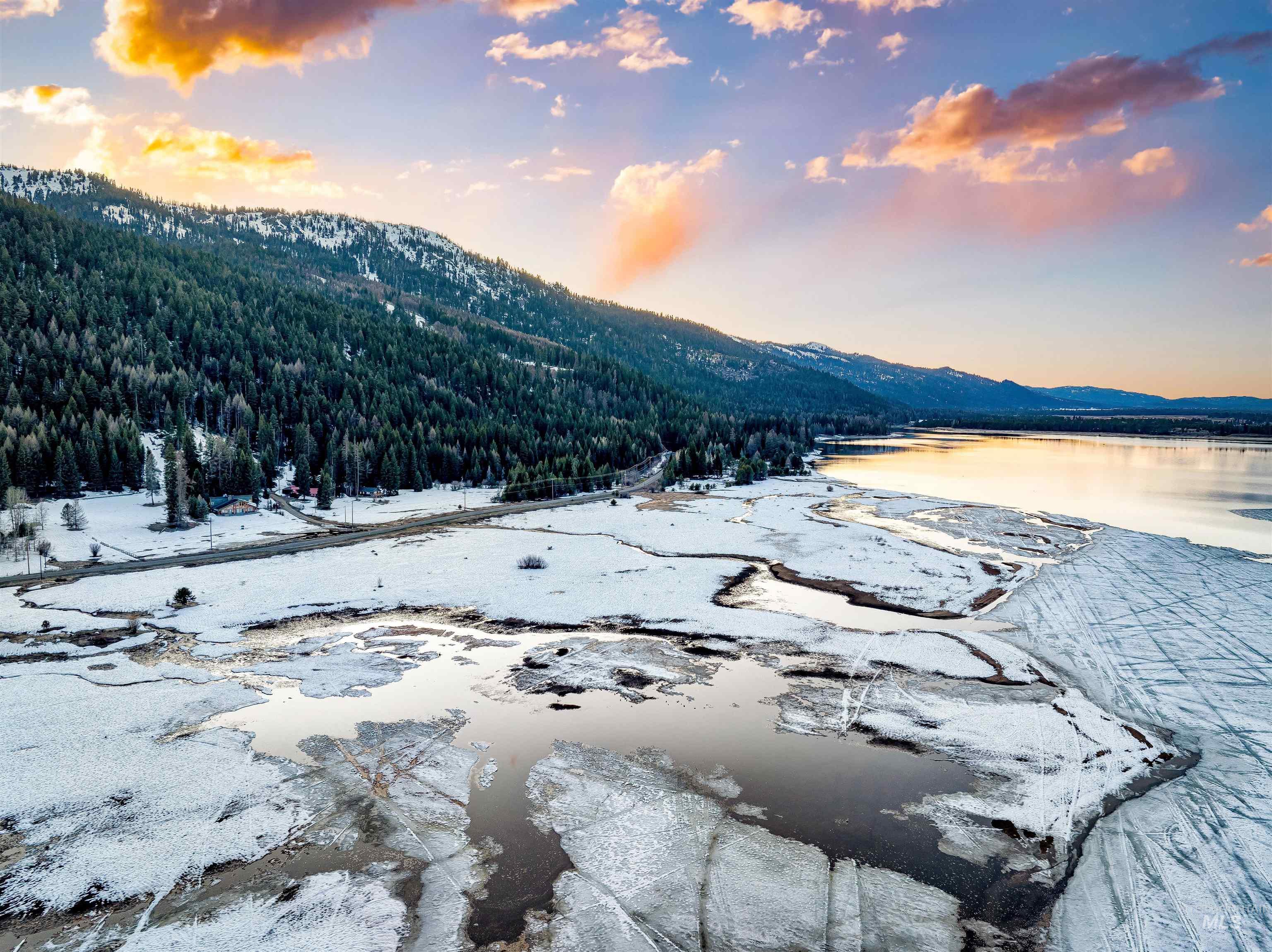 View of mountain background with a nearby body of water