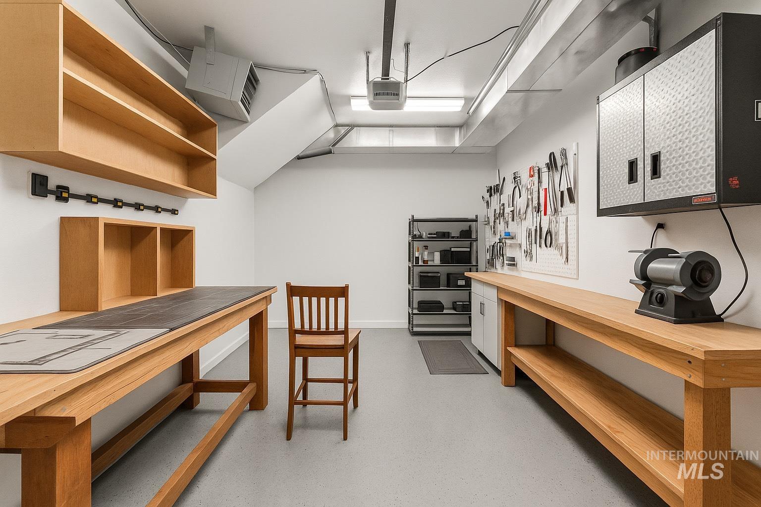 Kitchen featuring wooden counters and concrete floors