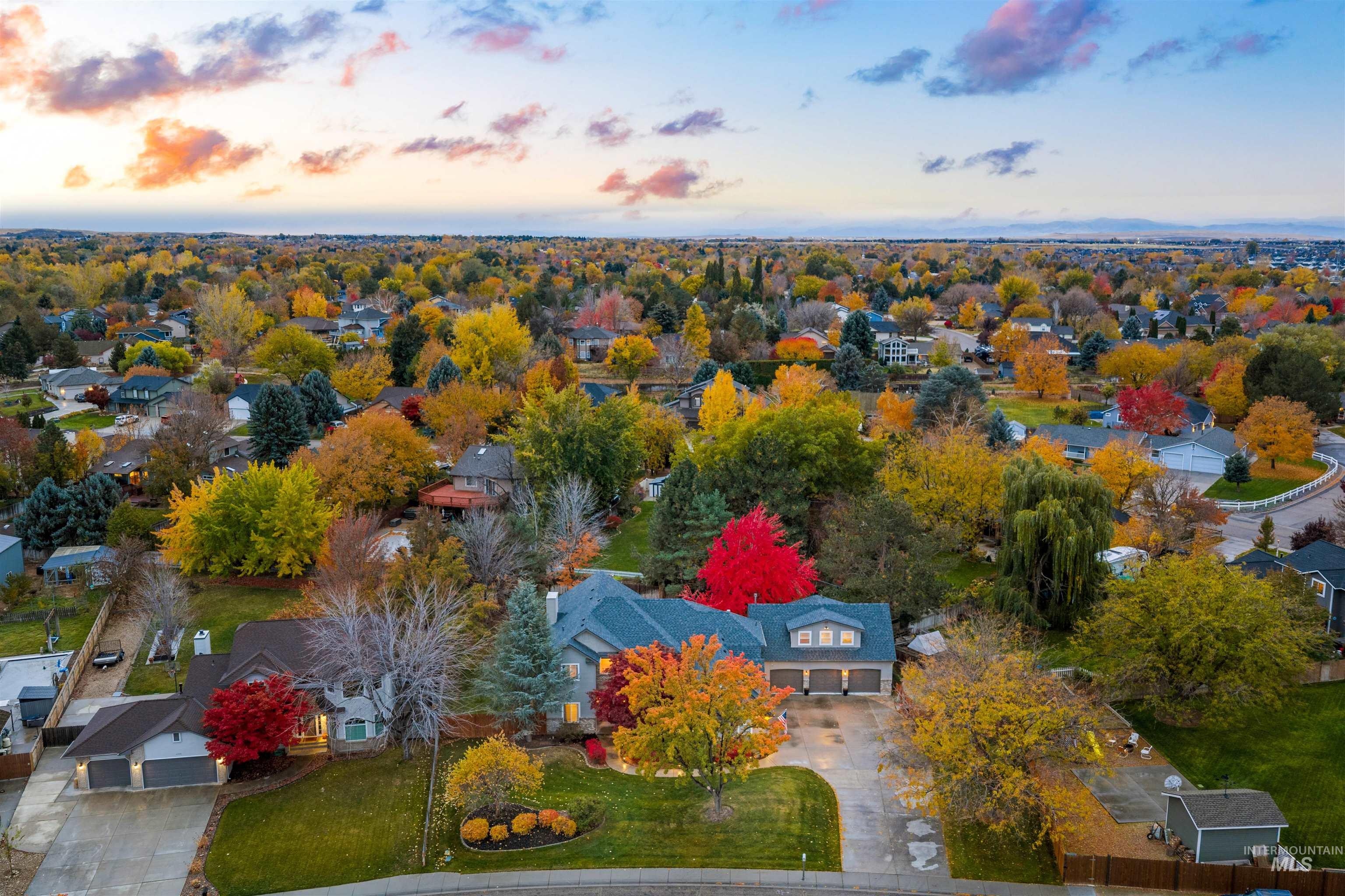 Aerial view at dusk
