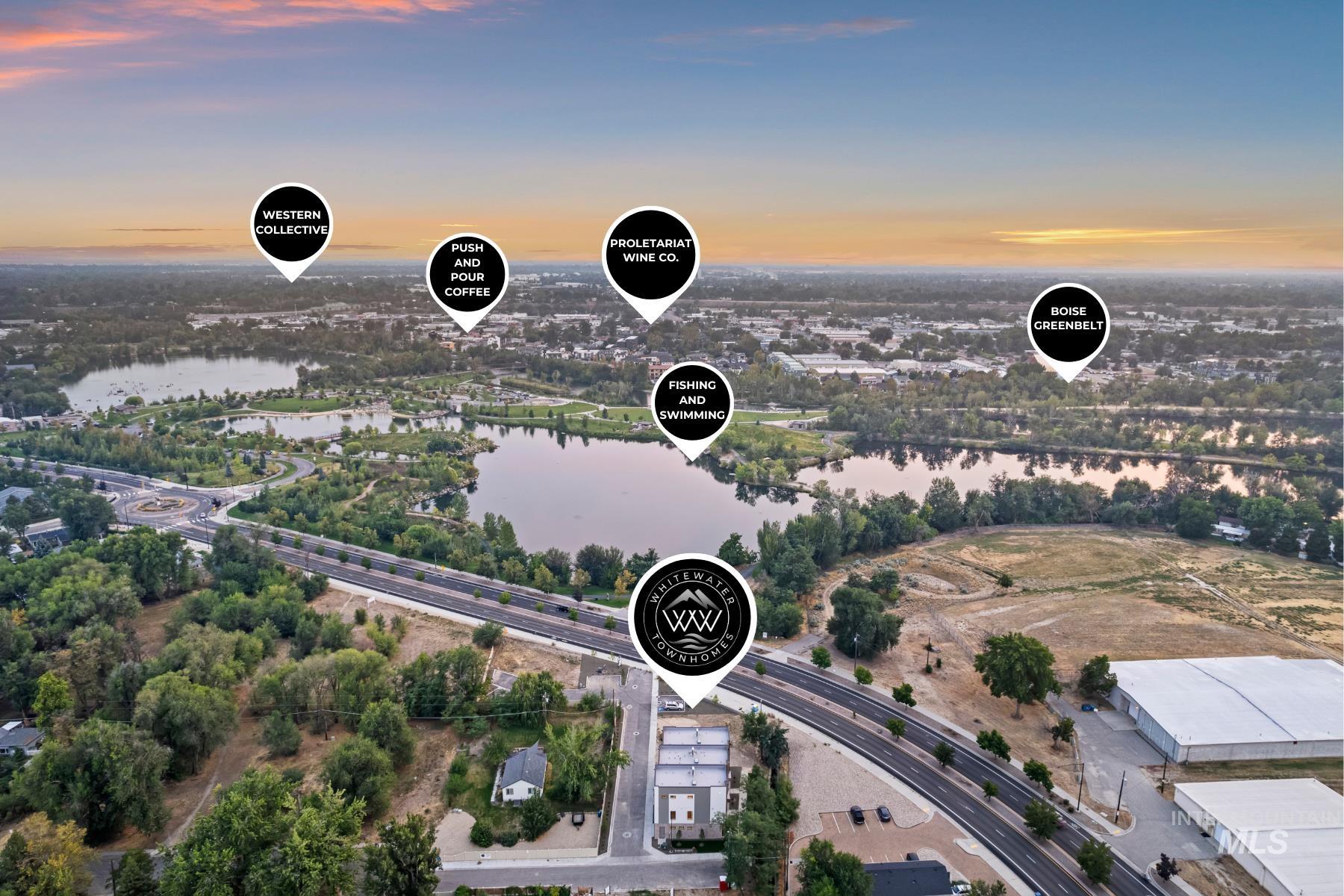 Drone / aerial view of a nearby body of water