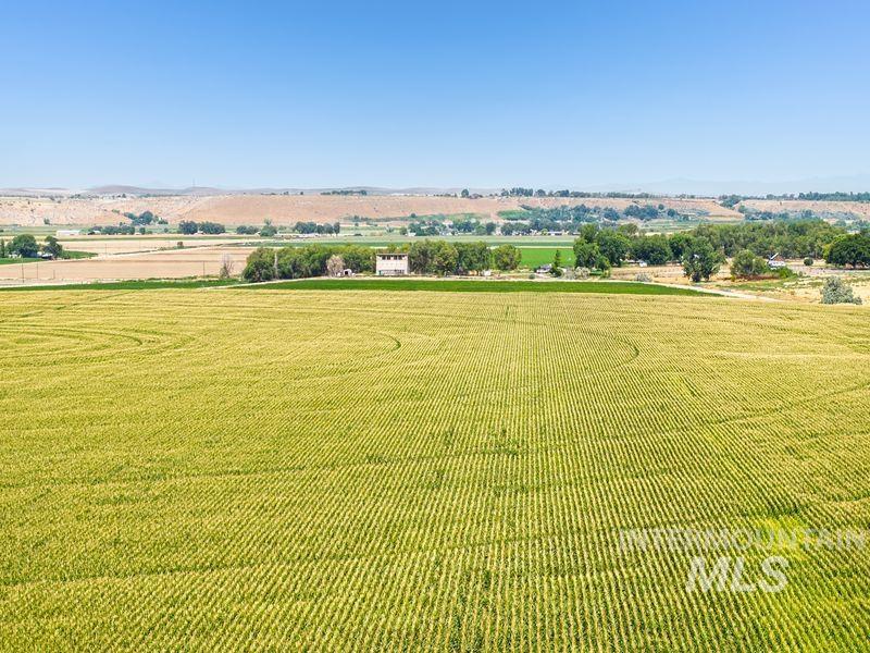 Overview of rural landscape with farmland