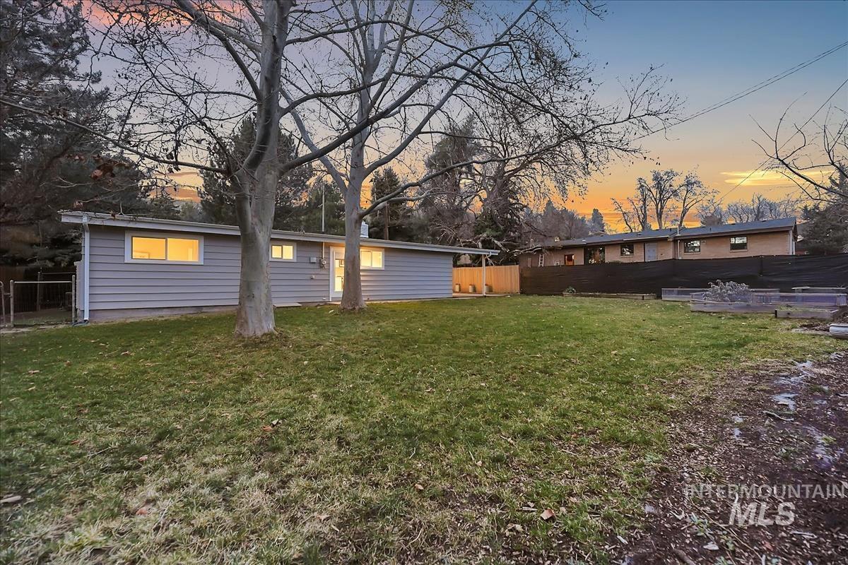 View of yard at dusk