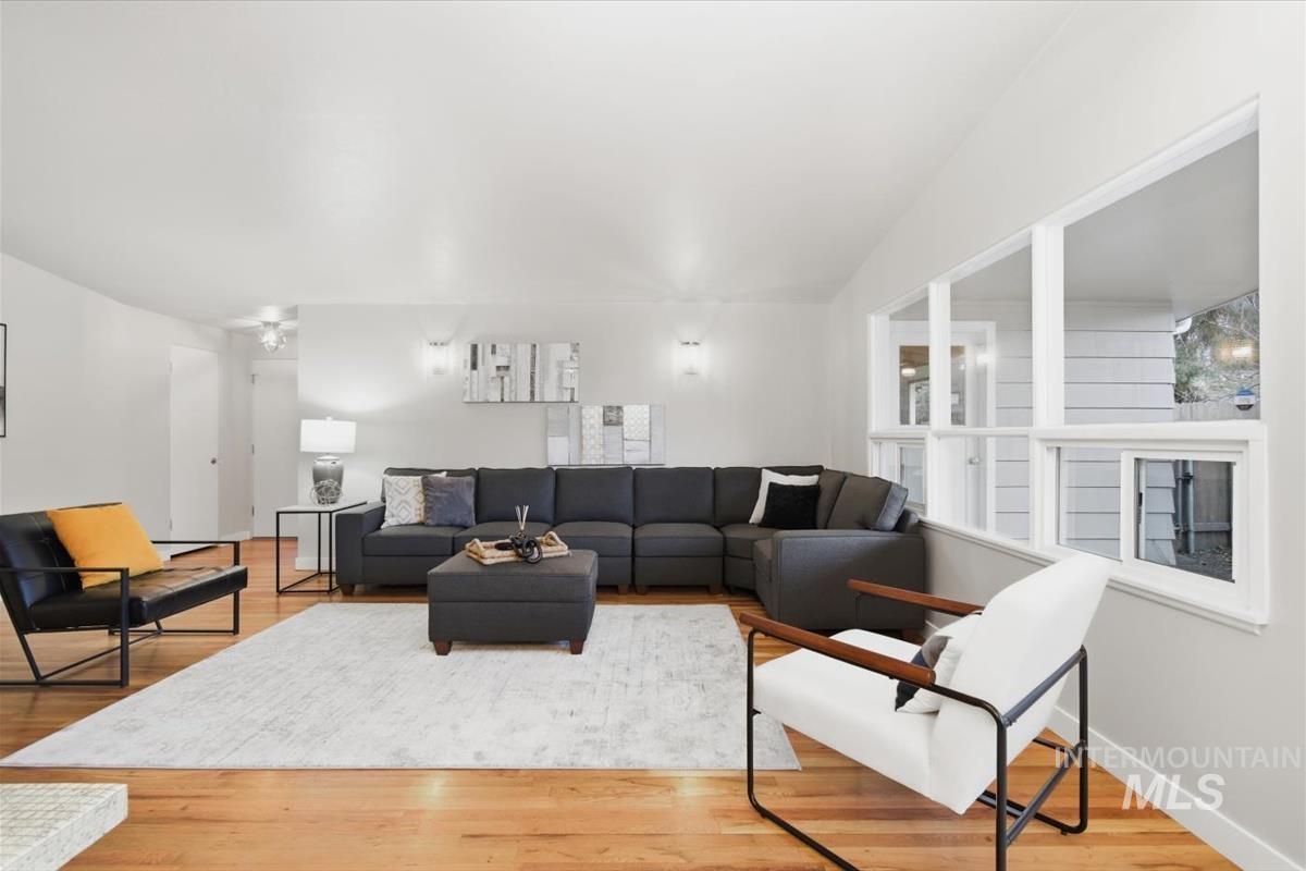 Living room featuring hardwood / wood-style flooring