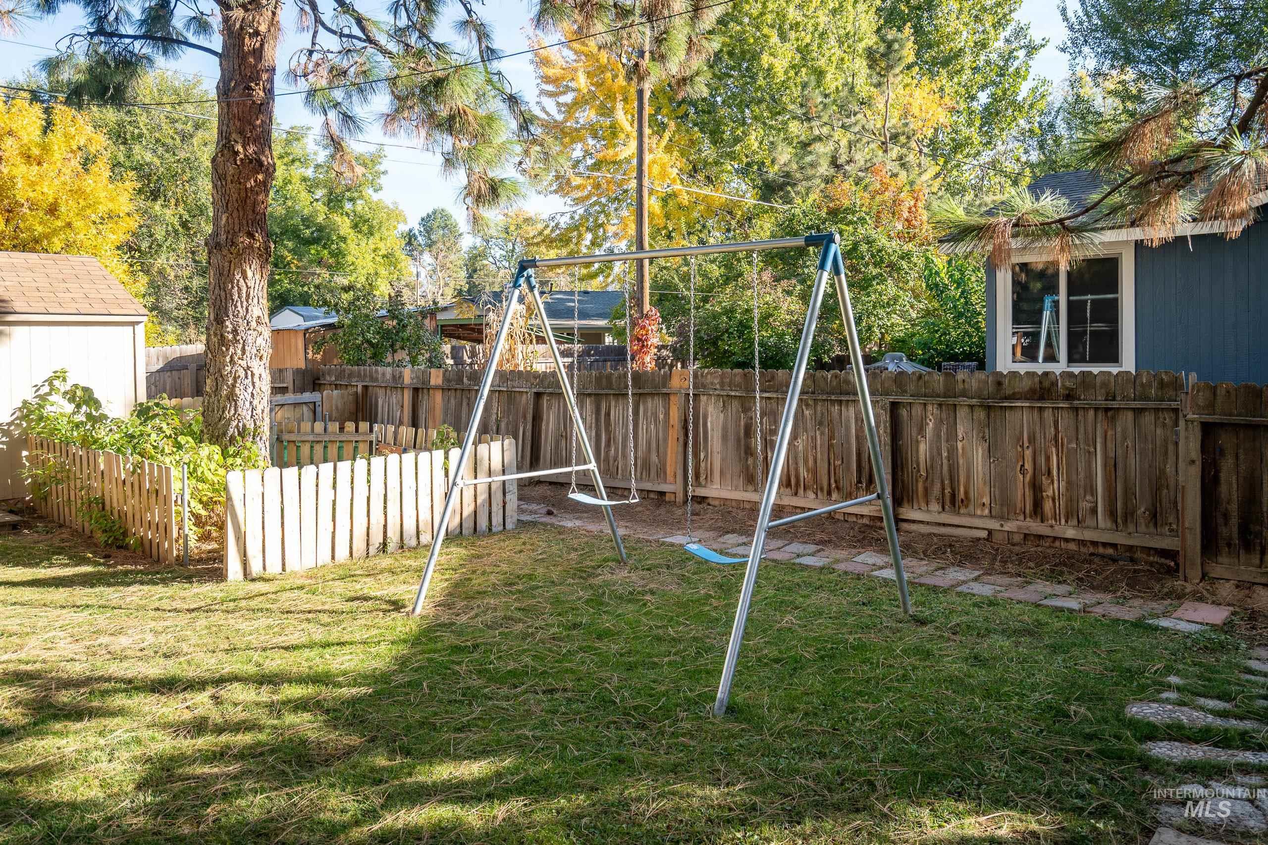 View of fenced backyard