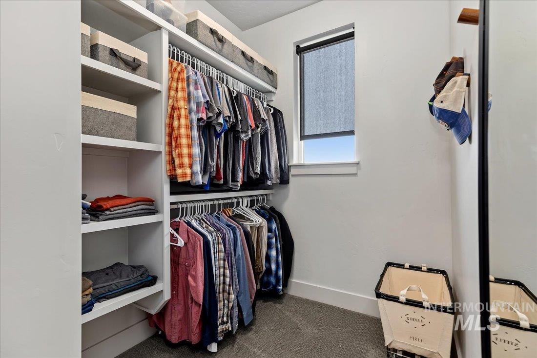 Walk in closet featuring carpet floors