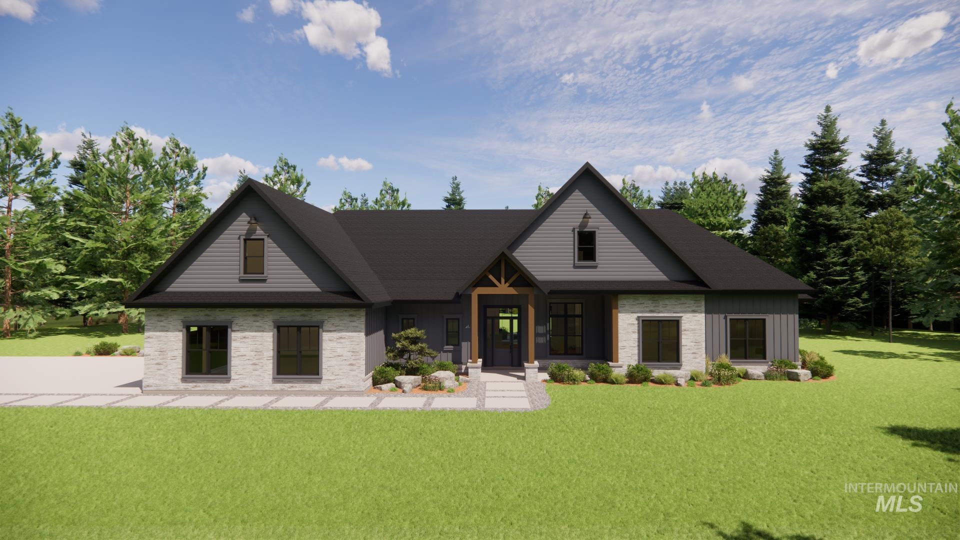 View of front of property featuring a front lawn