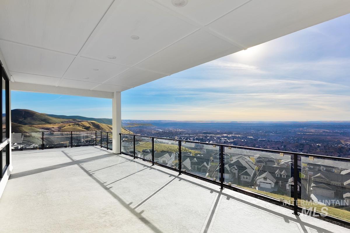 Balcony with a mountain view