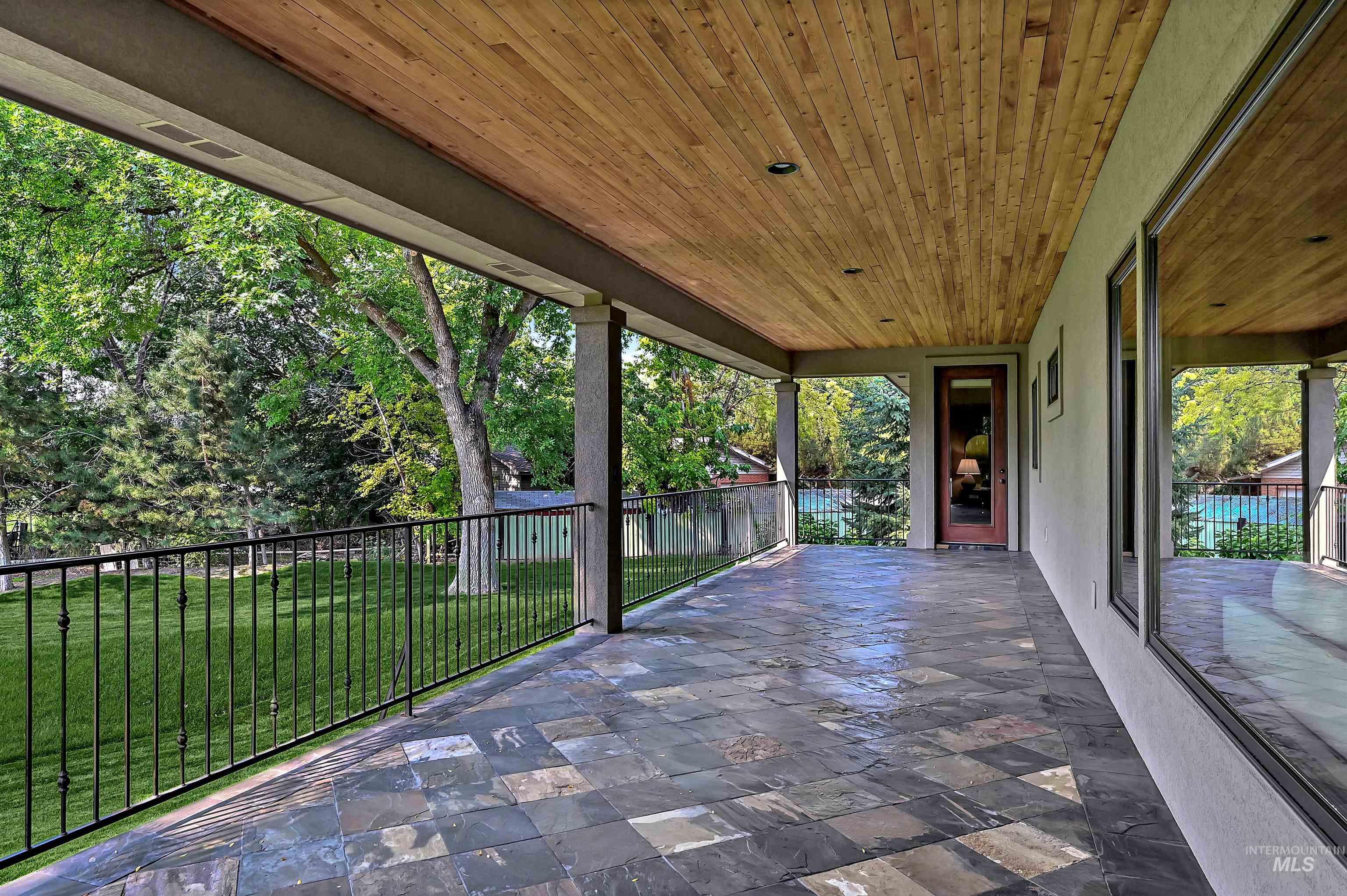 Covered deck with cedar tongue and groove ceiling