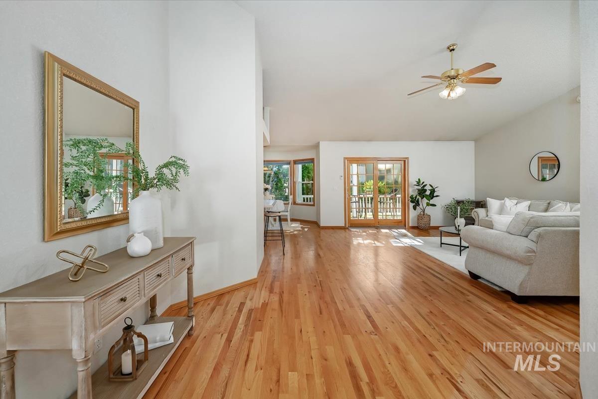 Hardwood flooring throughout the main living areas
