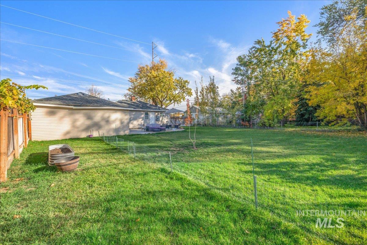View of fenced backyard