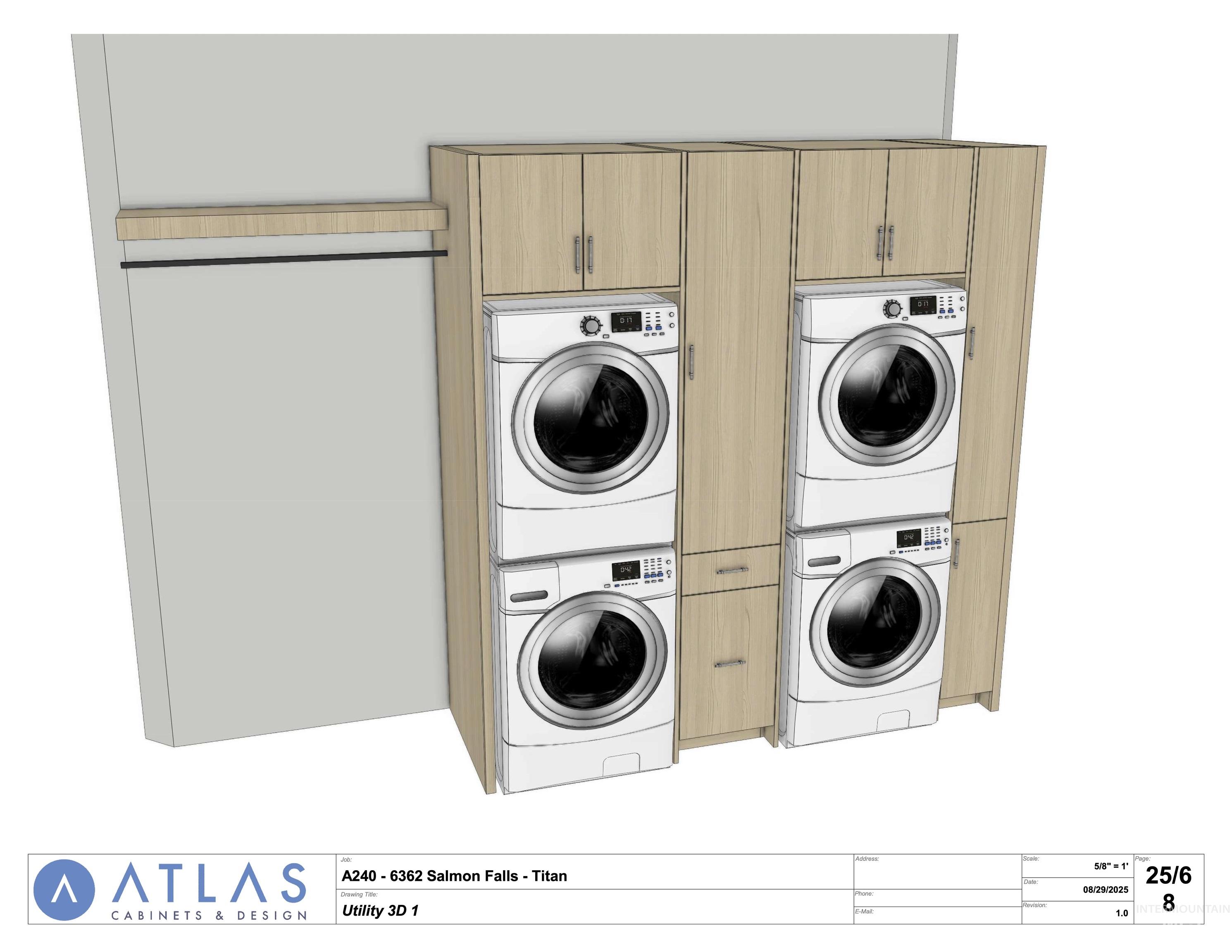 Washroom with stacked washer / drying machine