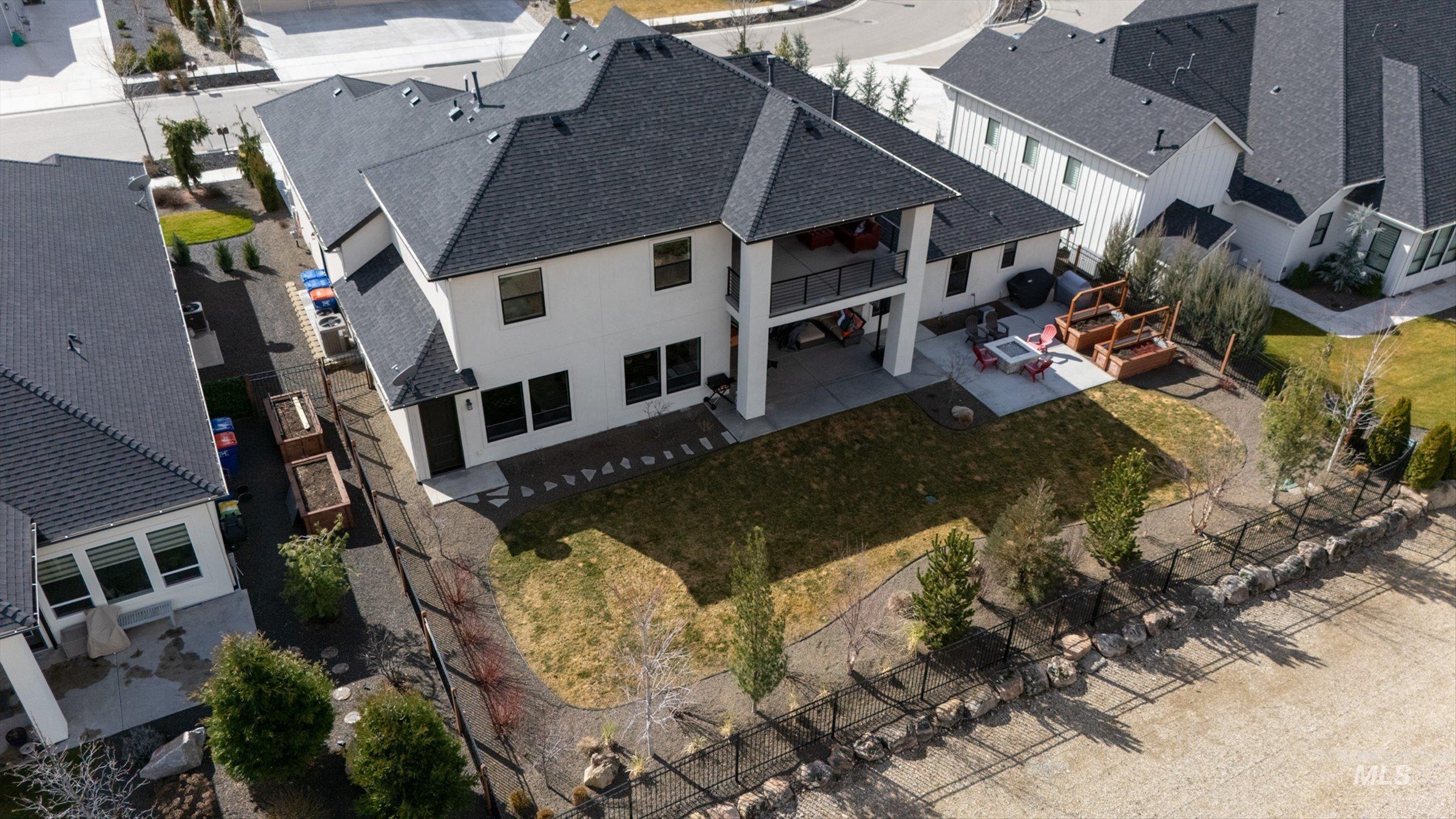 Aerial perspective of suburban area