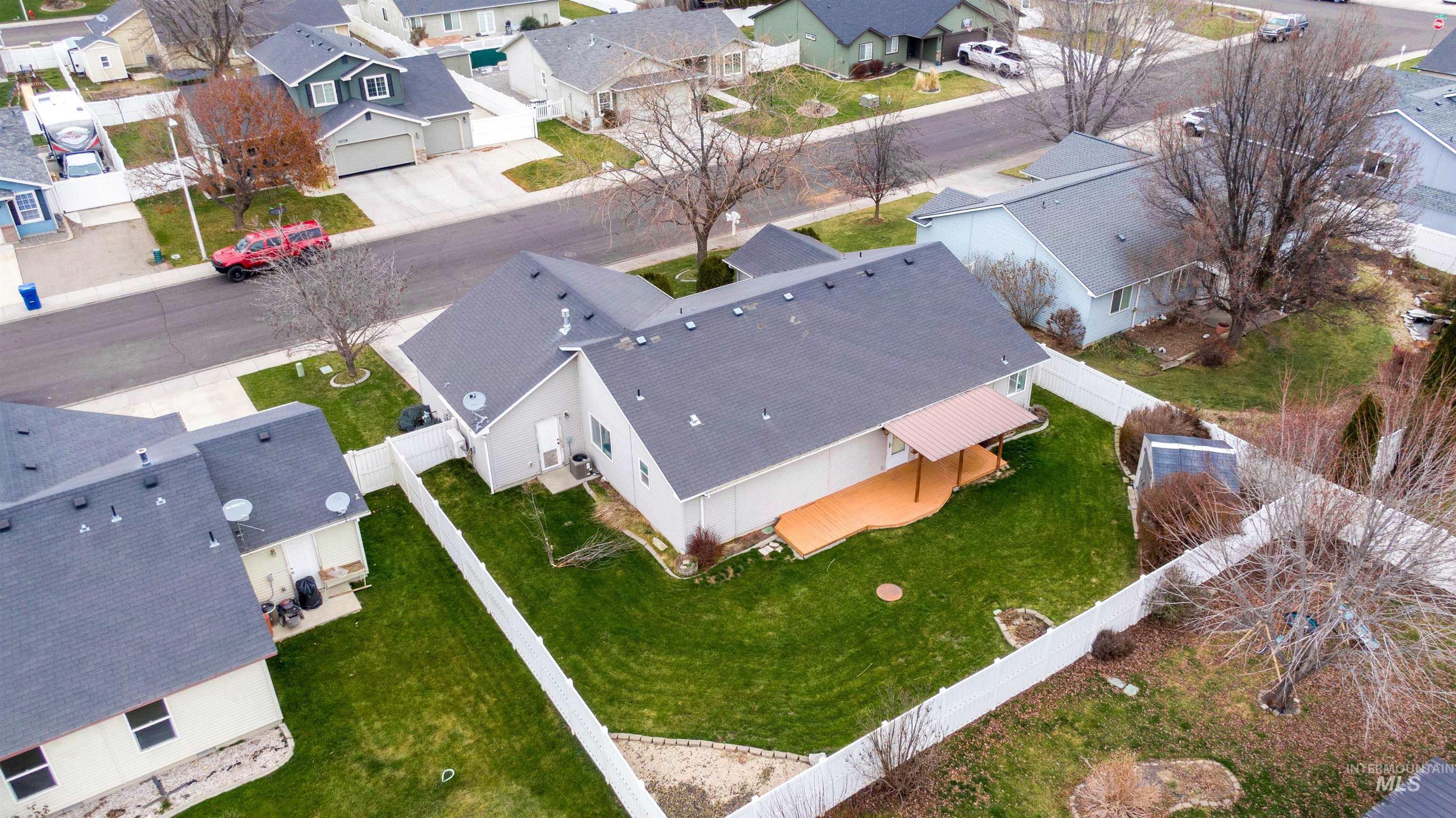Aerial perspective of suburban area