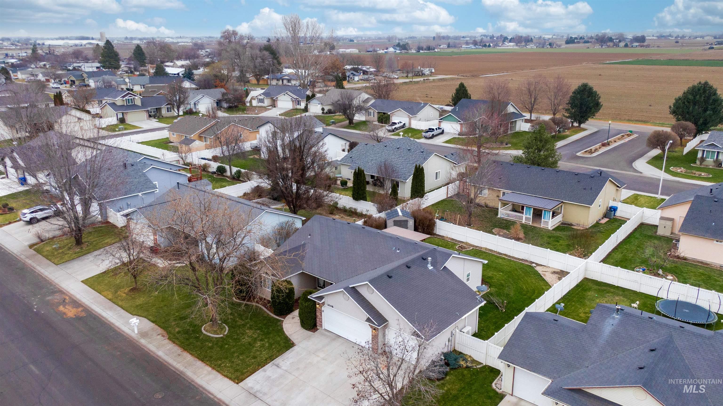 Aerial perspective of suburban area