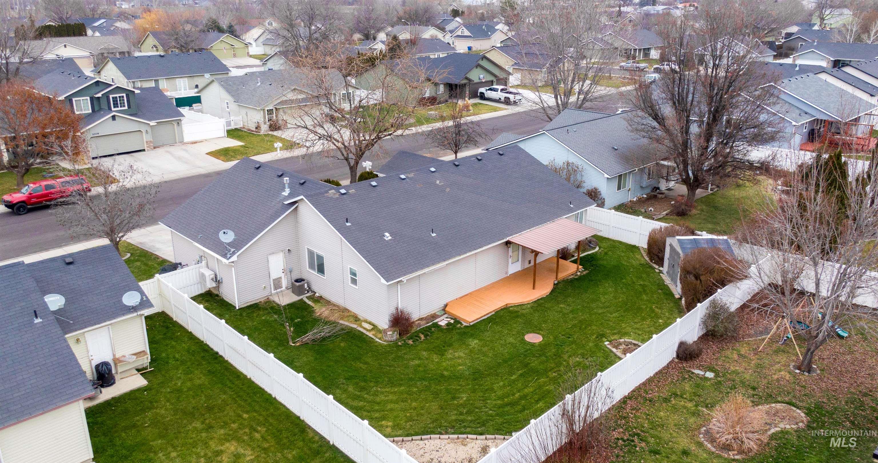Aerial perspective of suburban area