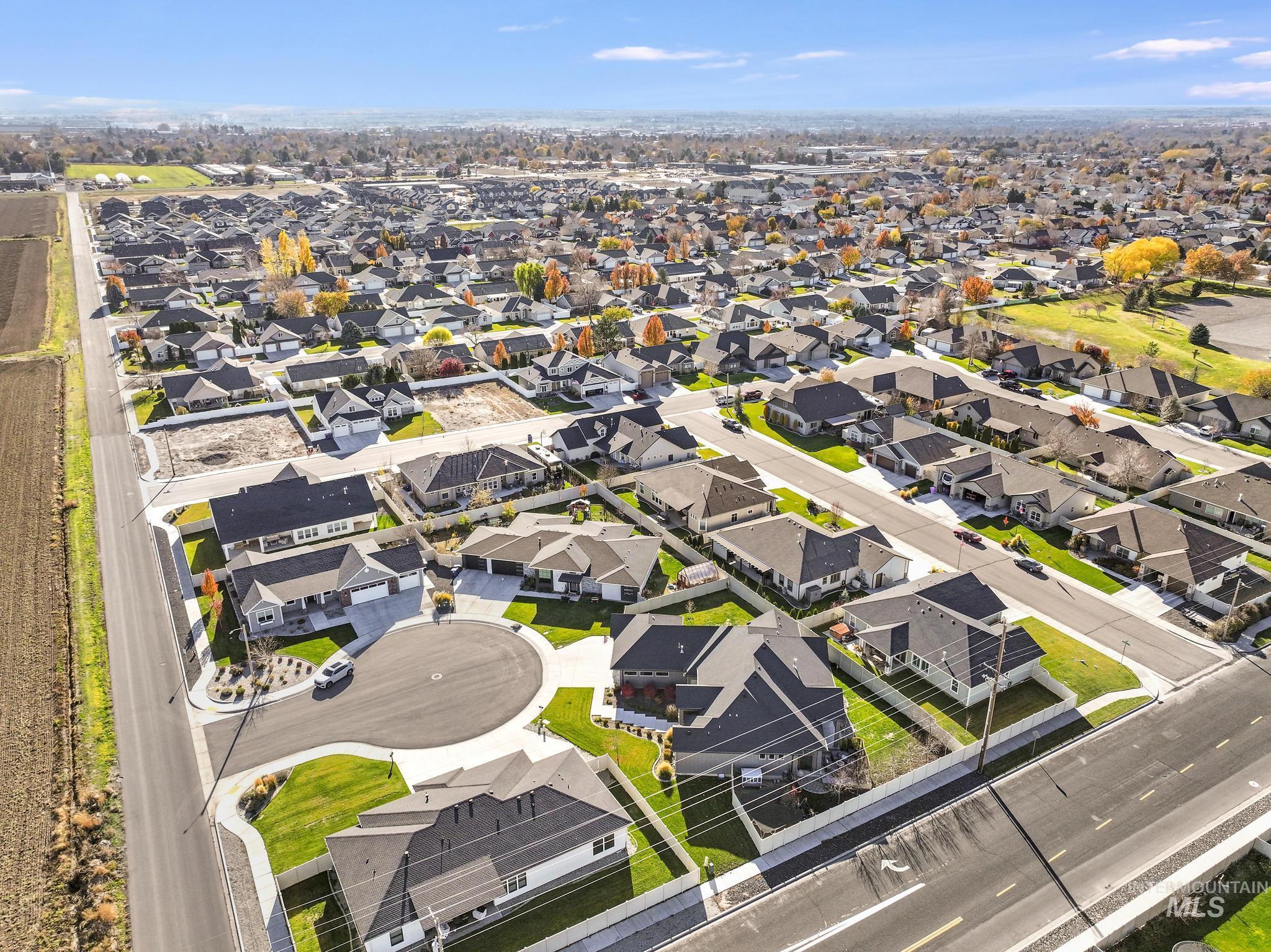 Aerial view of residential area