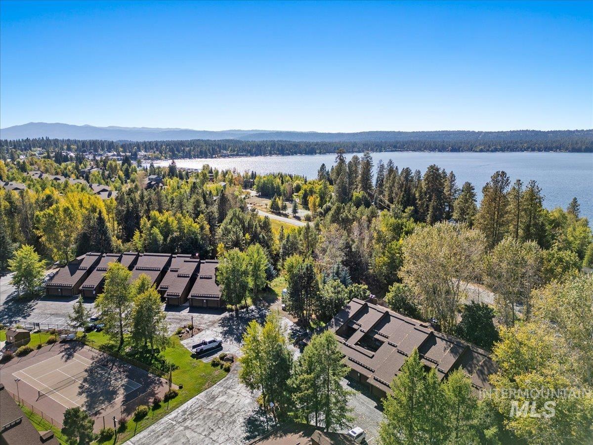 Drone / aerial view of a water and mountain view