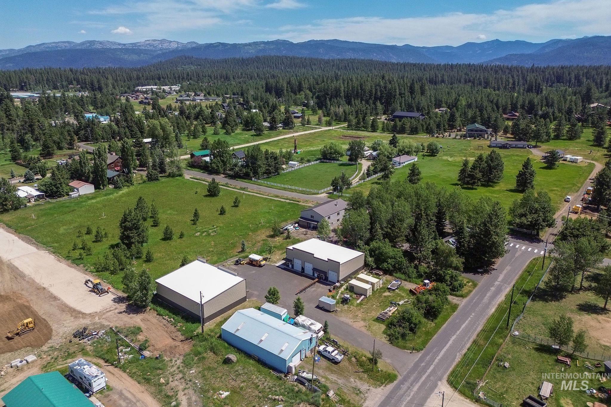 Bird's eye view of a mountainous background