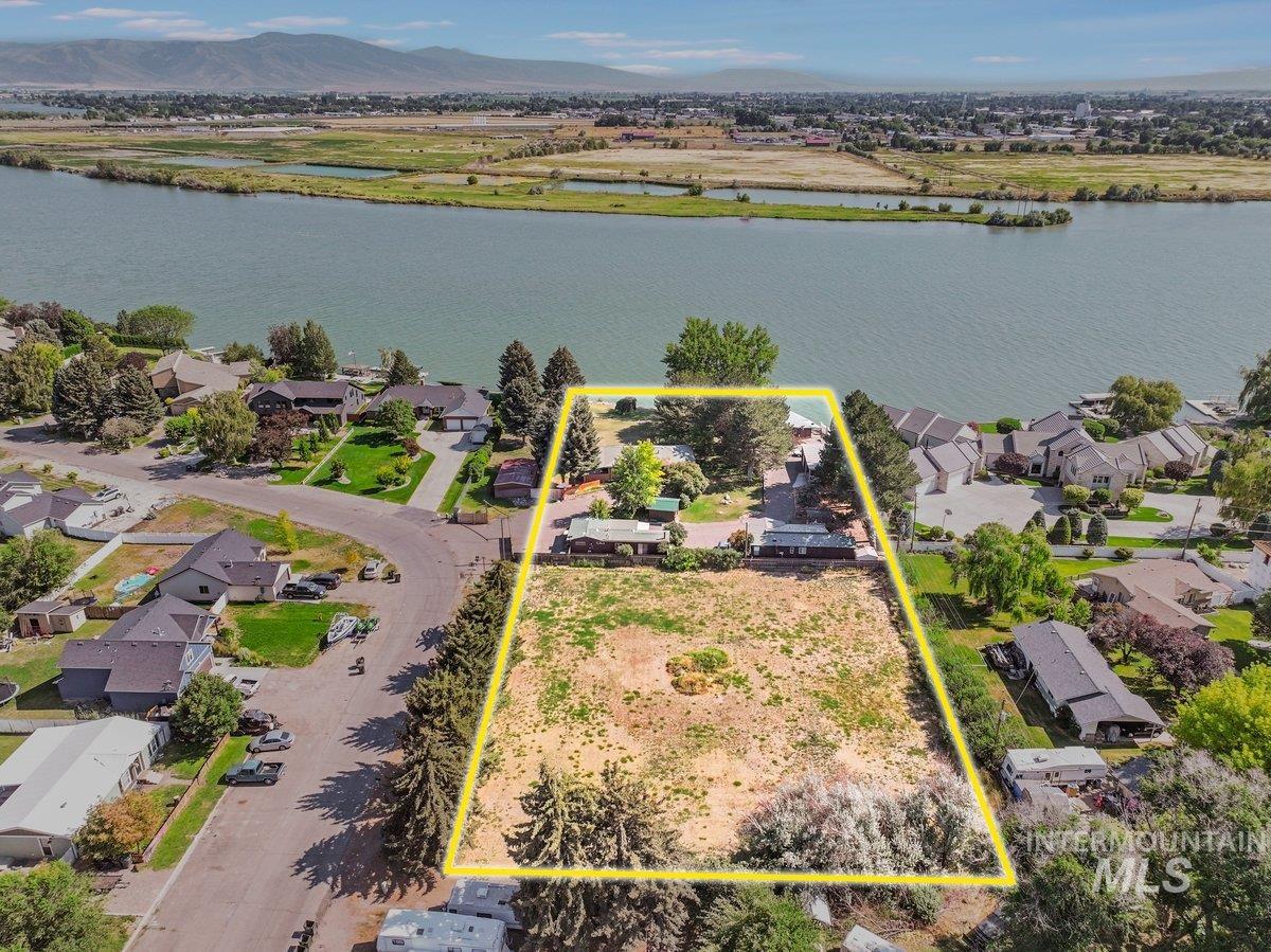 Aerial view of property boundaries highlighted