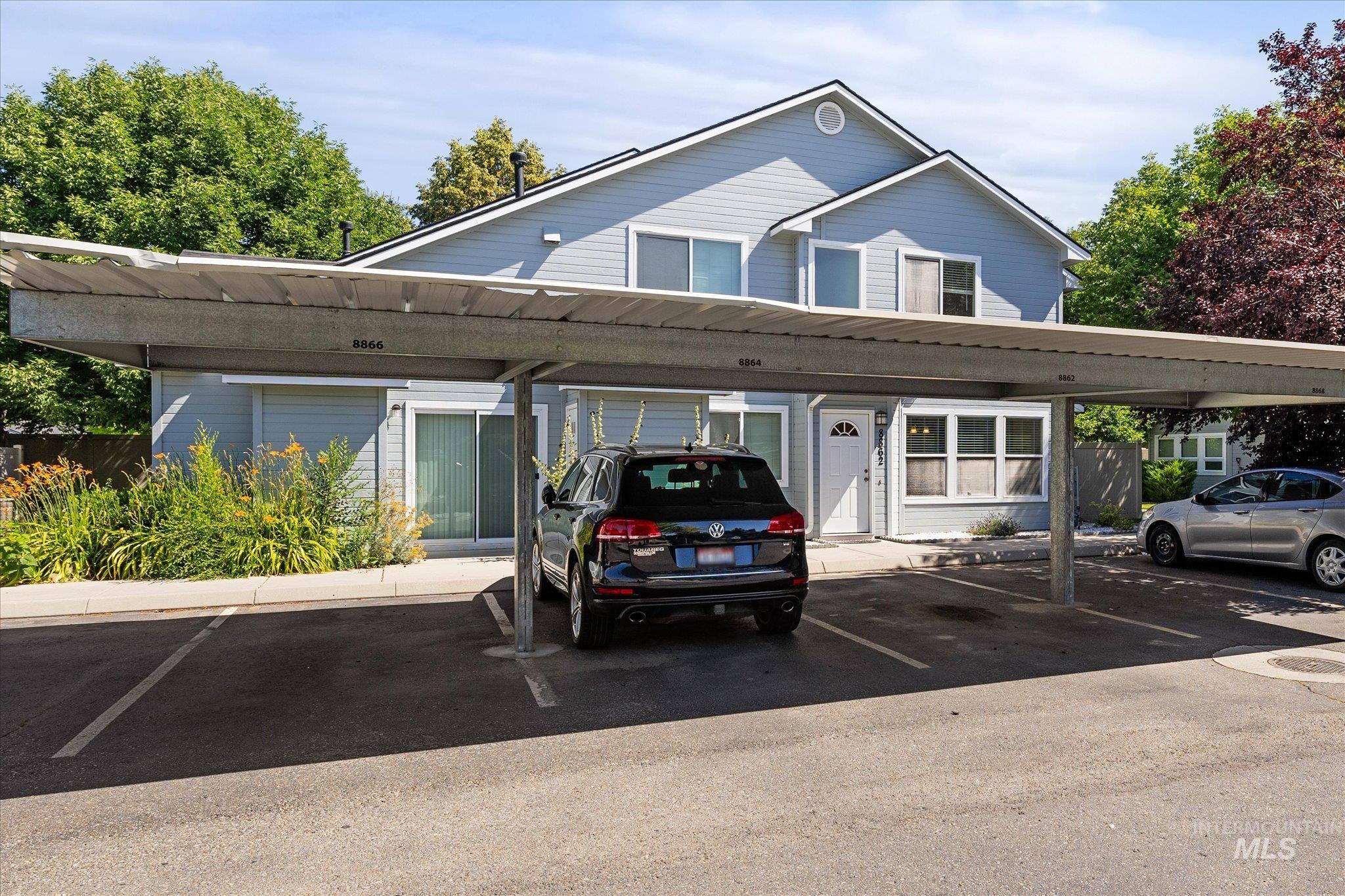 View of covered parking lot