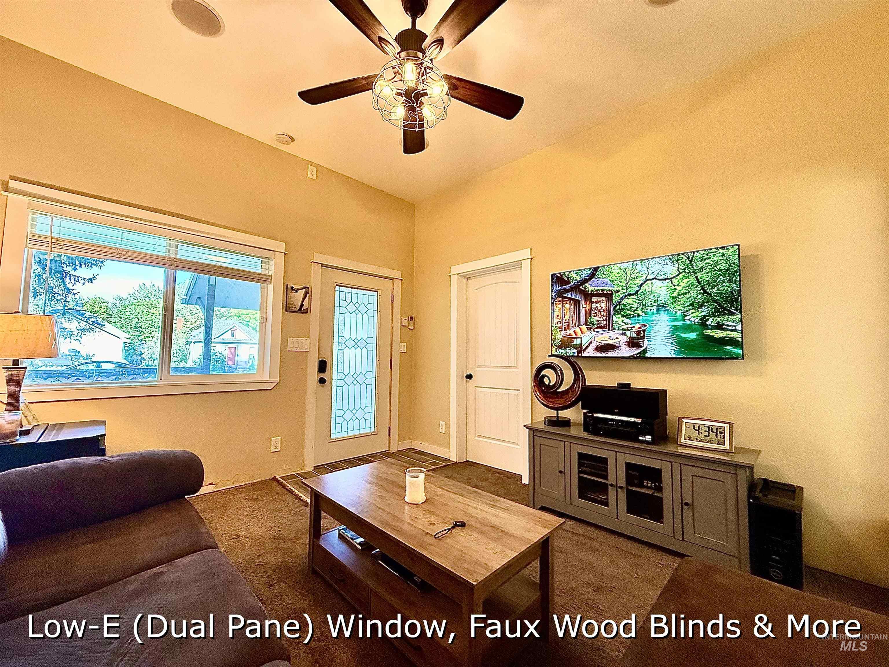 $11,500 Living Room Remodel -NEW CARPET AND PAD WILL BE INSTALLED DURING 14 DAY SELLER LEASE BACK, Leaded Glass Entry Door, Storm Door, Surround Sound, Ceiling Fan, Tile Floor Entry, Pellet Stove recently serviced, (TILE PAD BEING INSTALLED), Ethernet