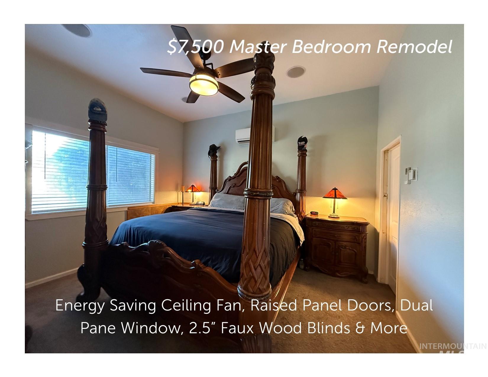 $7,500 Master Bedroom Remodel - NEW CARPET AND PAD WILL BE INSTALLED DURING 14 DAY SELLER LEASE BACK), Surround Sound, Ceiling Fan, Wired for Half Hot (switched plug), Raised Panel Doors, Dual Pane Window, 2.5 Inch Faux Wood Blinds, Freshly Painted & Mor