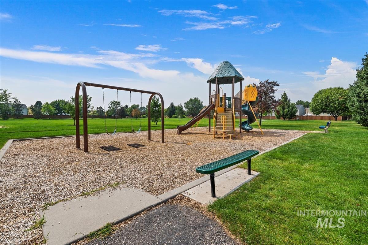 Community play area with a yard