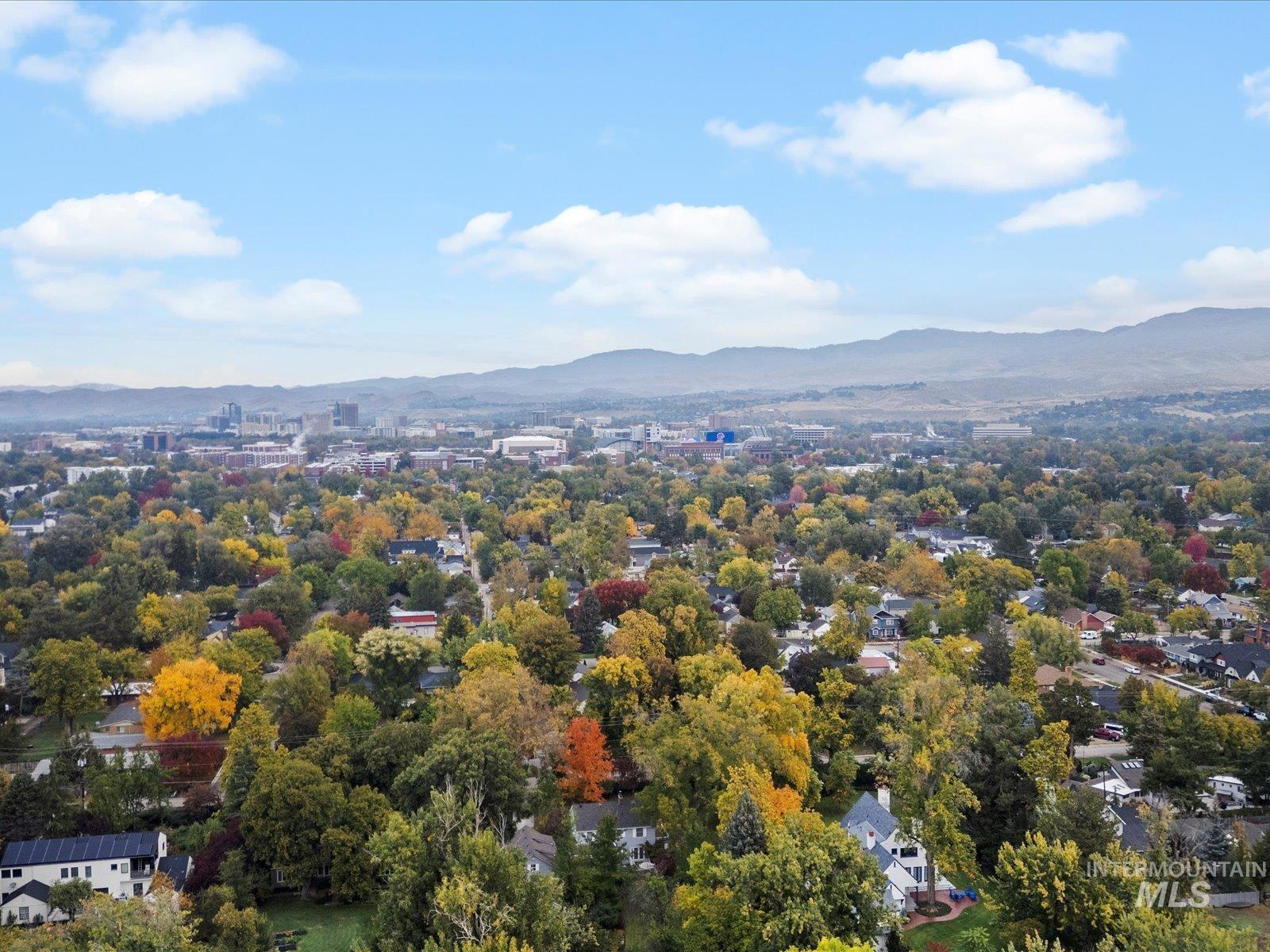 Drone / aerial view of a mountainous background