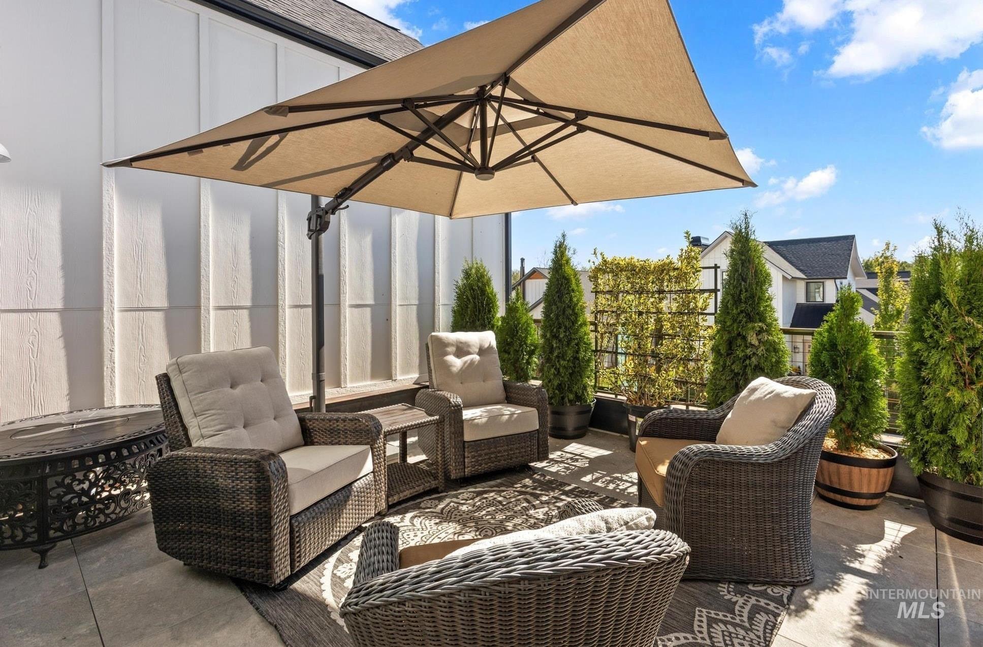 View of patio featuring outdoor seating